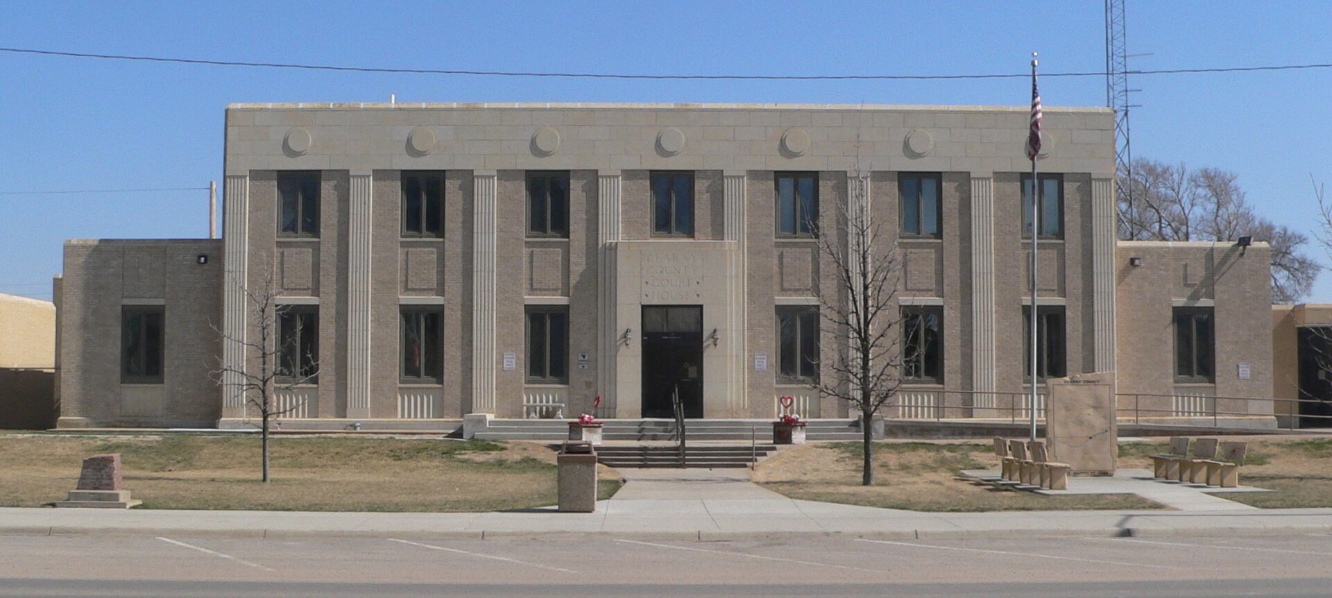 Kearny County courthouse in Lakin, Kansas; seen from the southeast.