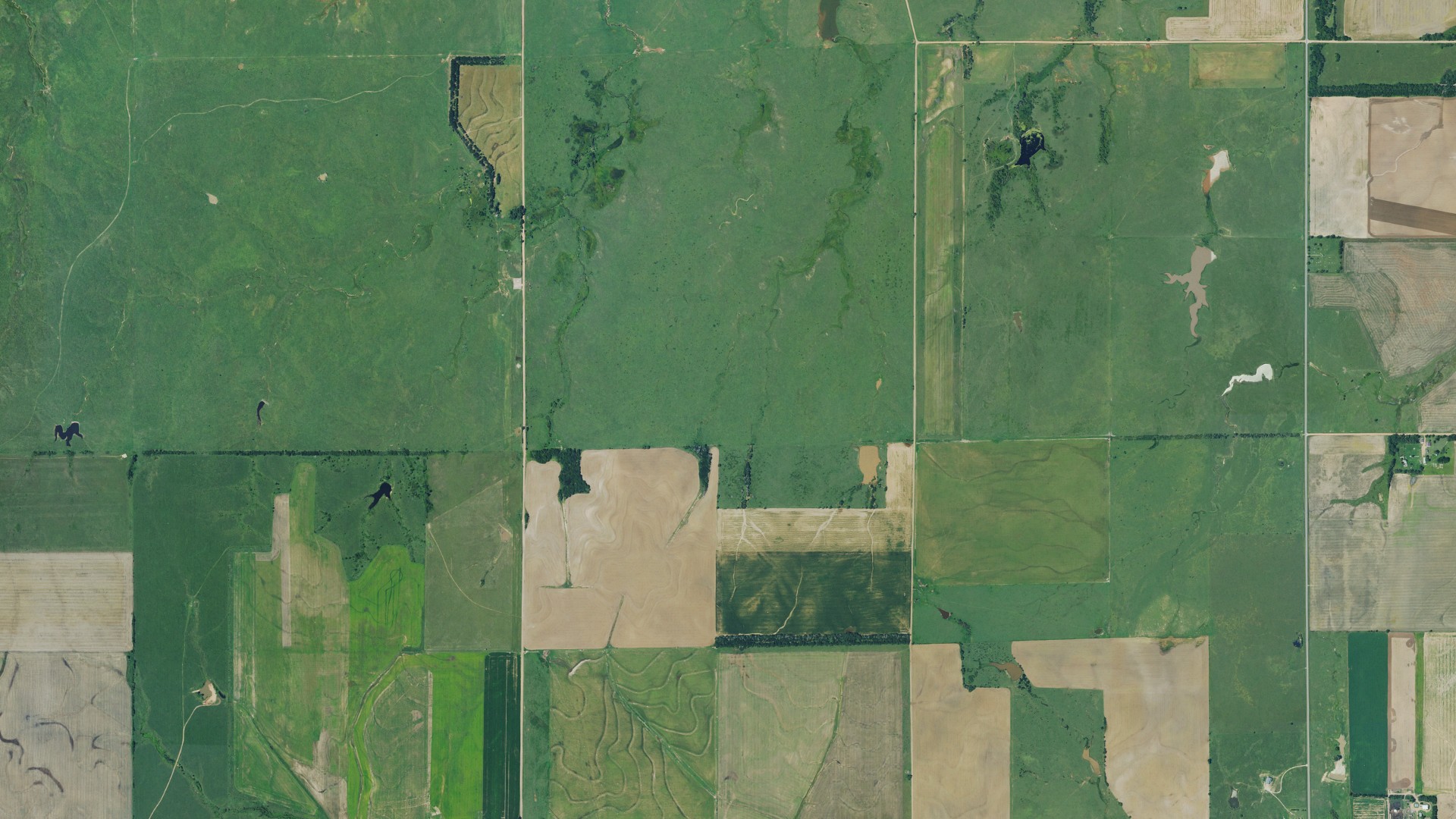 Aerial view of land around Allen, Kansas