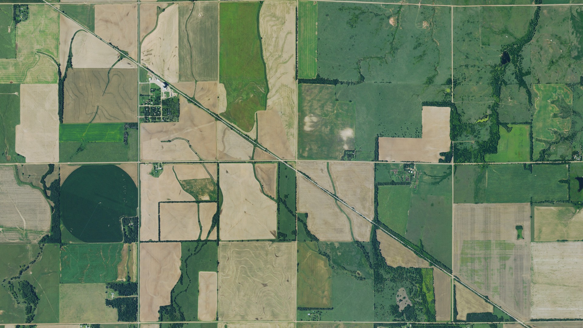 Aerial view of land around Eagle, Kansas