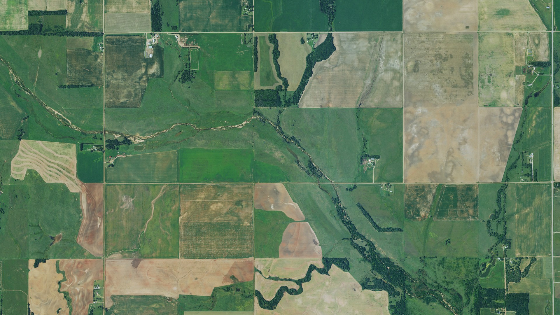Aerial view of land around Galesburg, Kansas