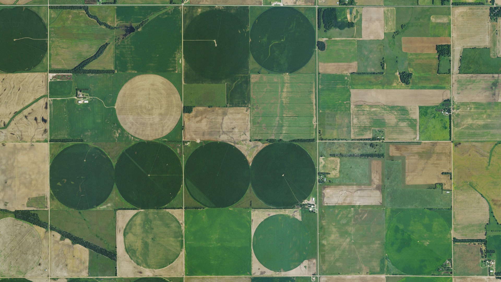 Natural-color aerial photograph of land around Hoosier, Kansas