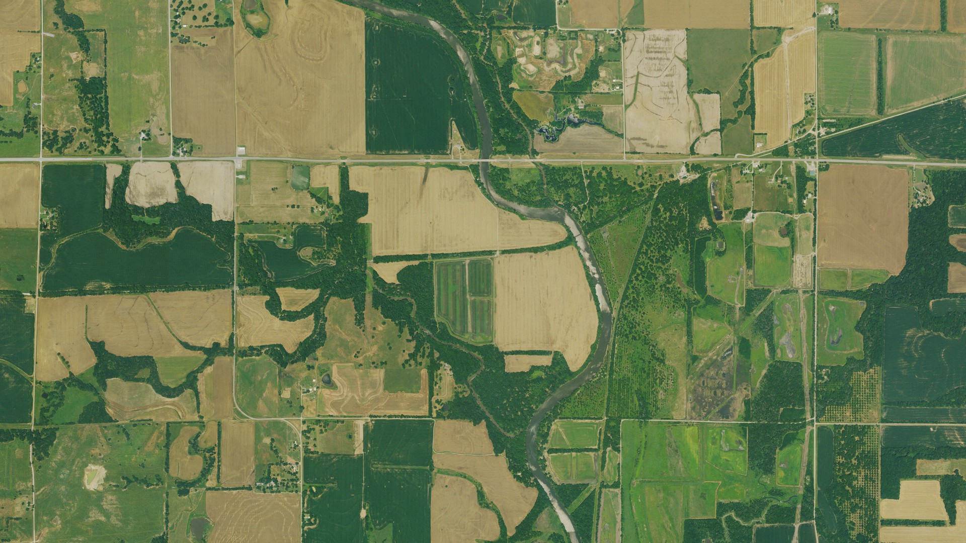 Aerial view of land around Neosho, Kansas