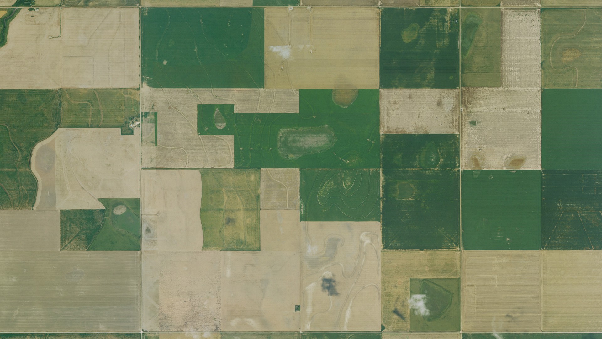Natural-color aerial photograph of land around Dighton, Kansas