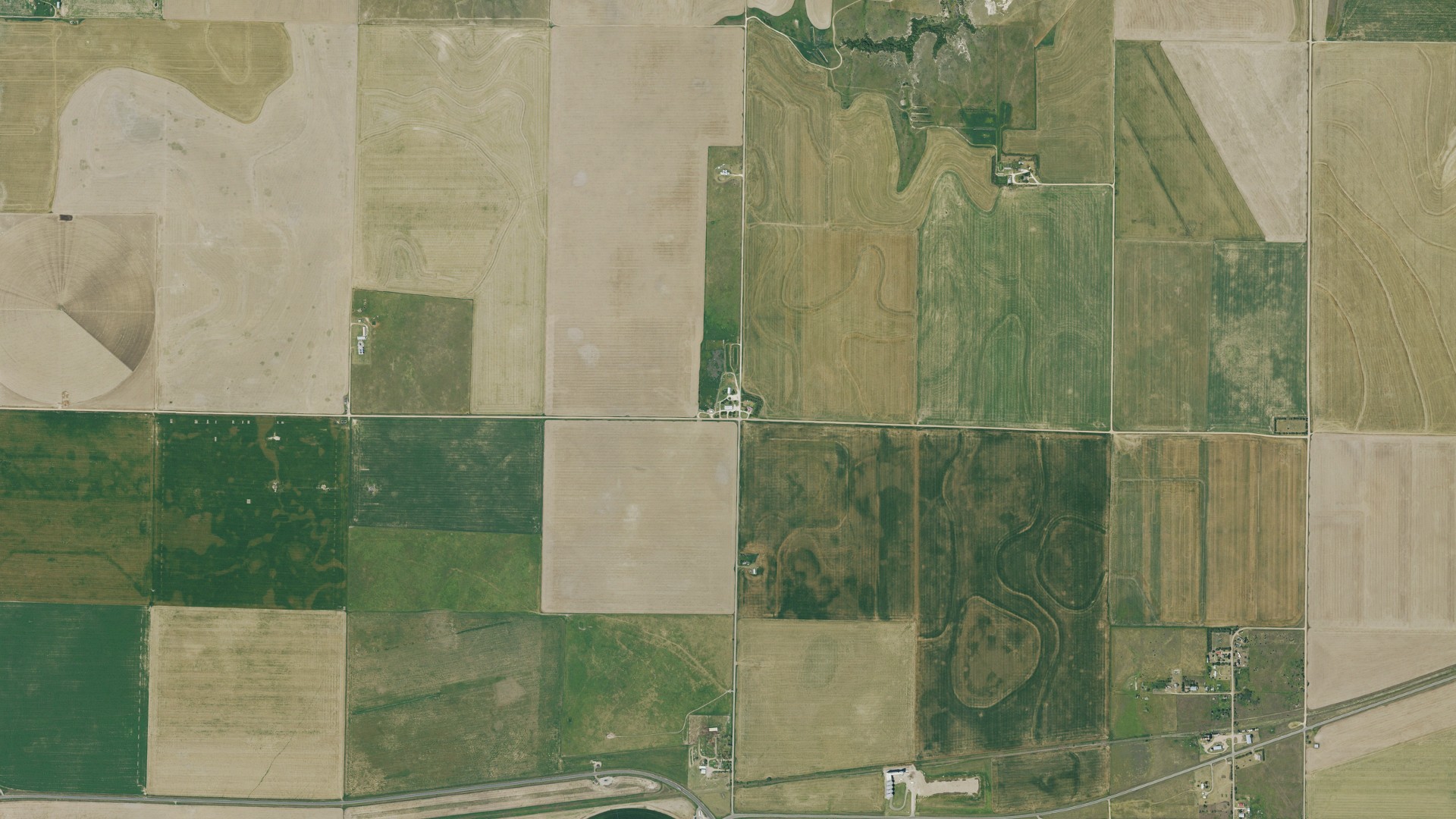 Aerial view of land around Wilson, Kansas
