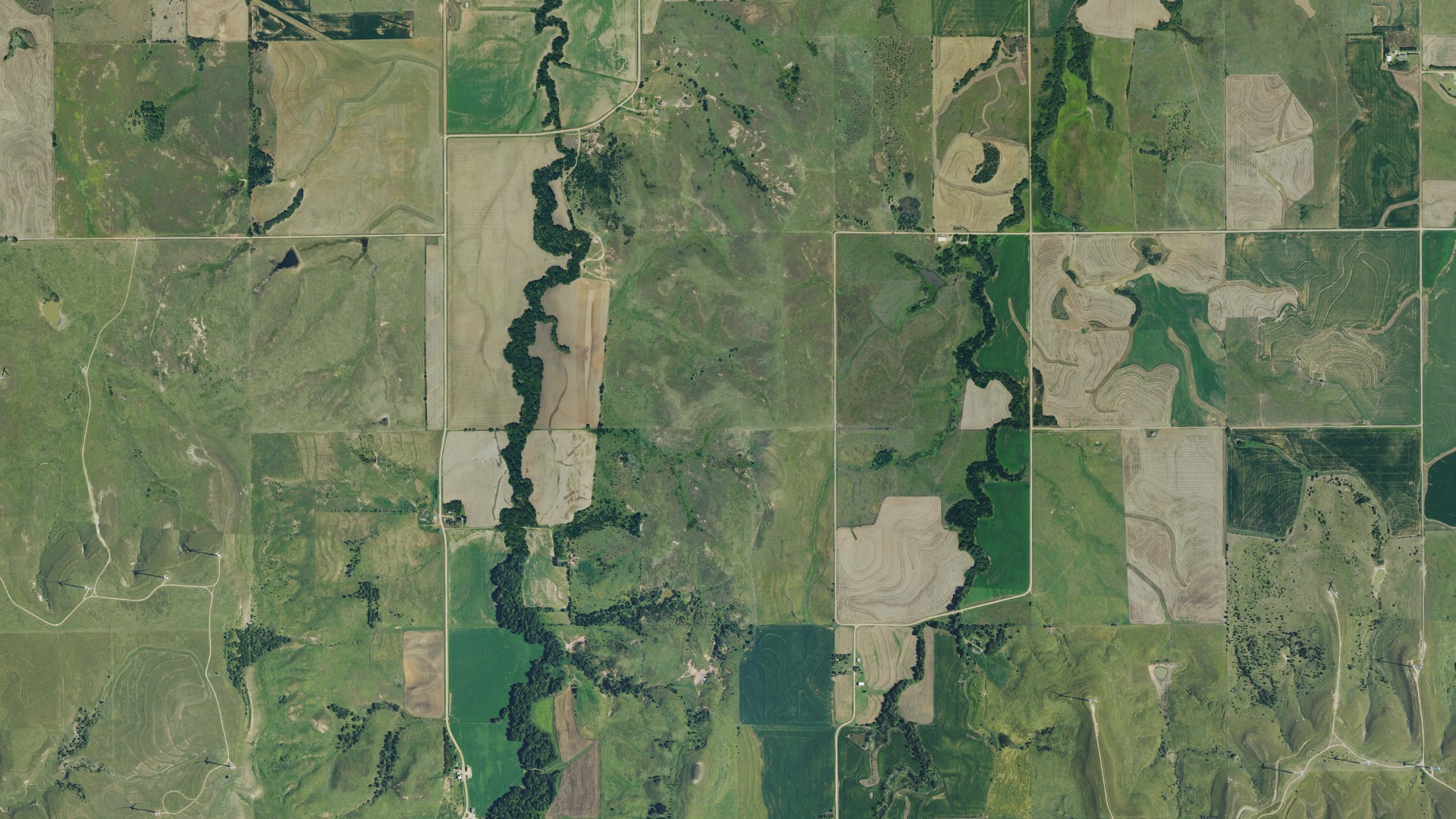 Aerial view of land around Franklin, Kansas