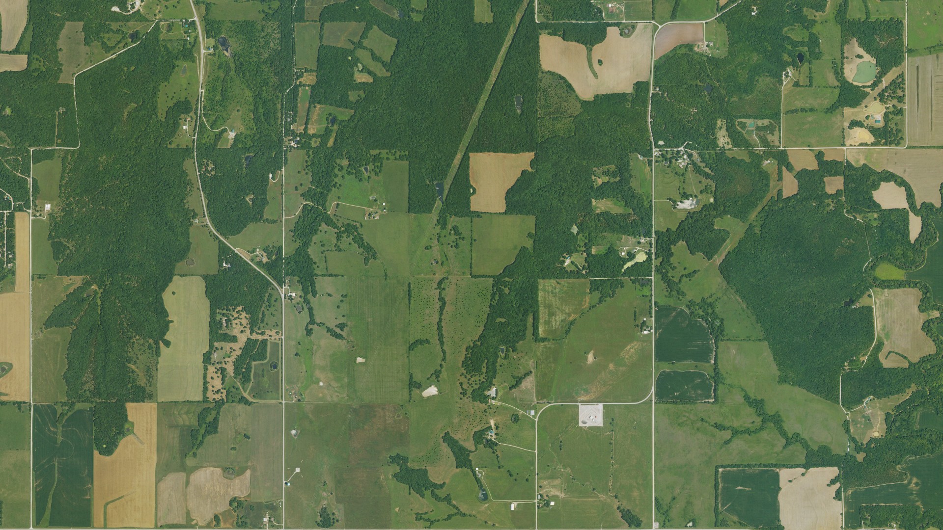 Aerial view of land around Paris, Kansas