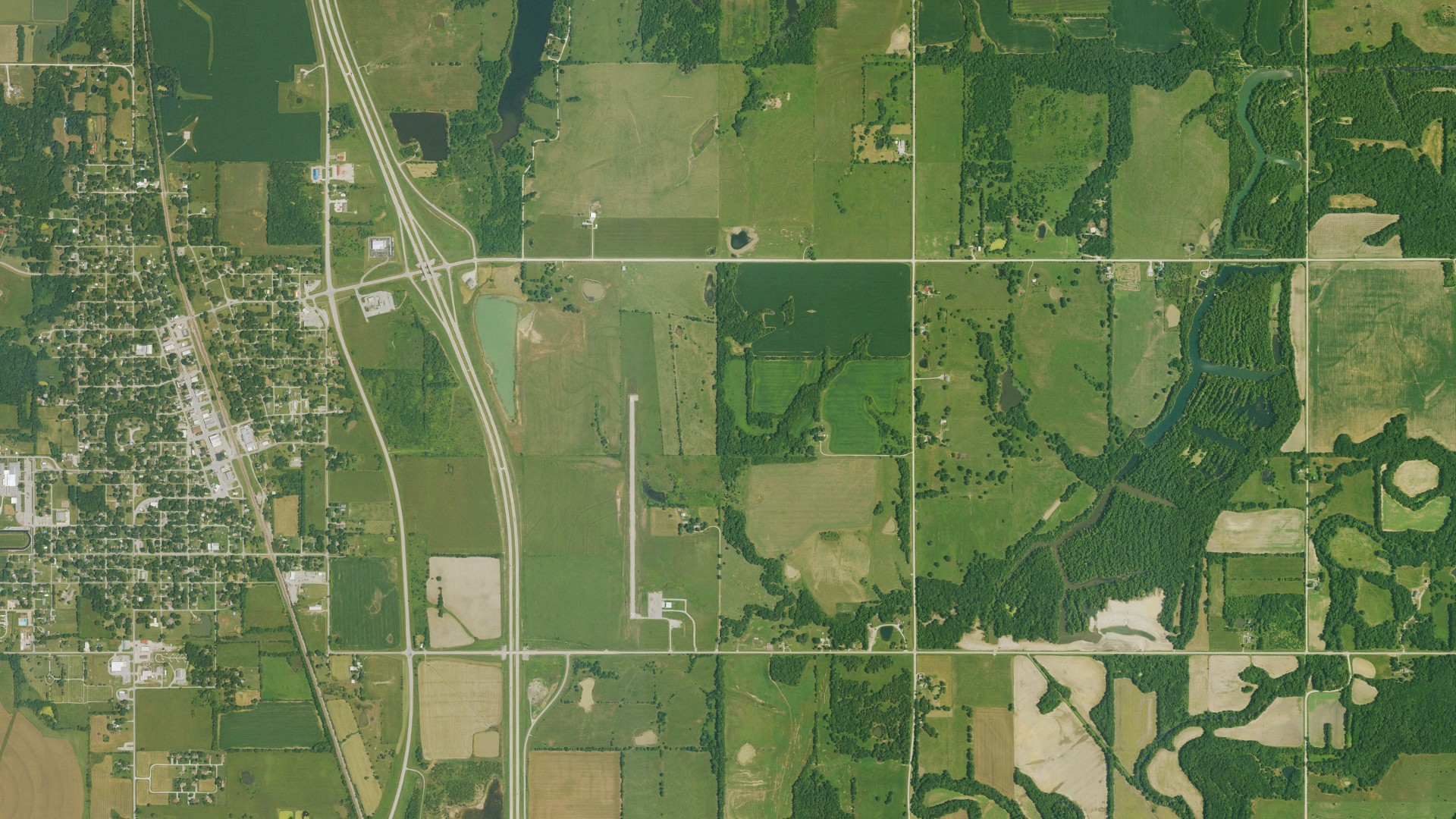 Aerial view of land around Potosi, Kansas