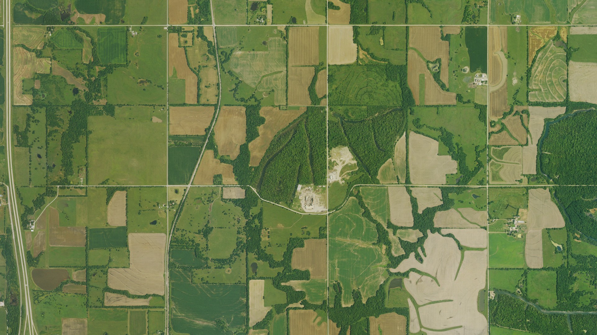 Aerial view of land around Sheridan, Kansas
