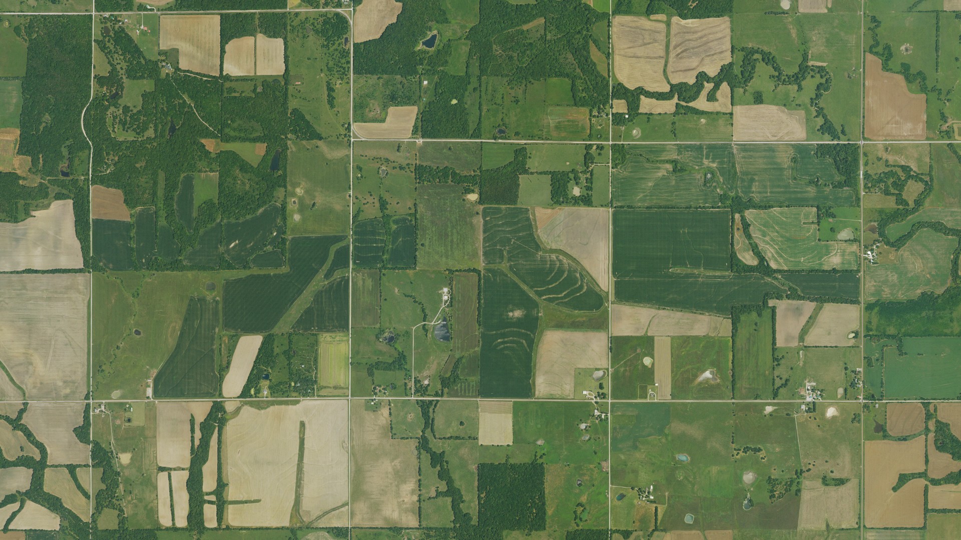 Aerial view of land around Stanton, Kansas