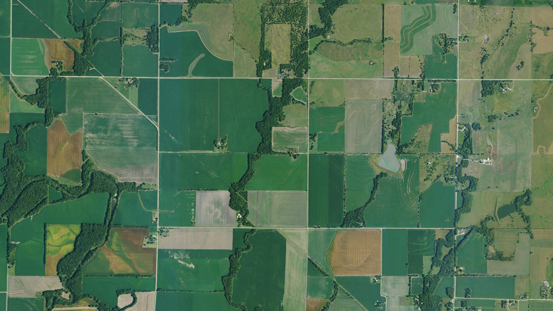Natural-color aerial photograph of land around Americus, Kansas