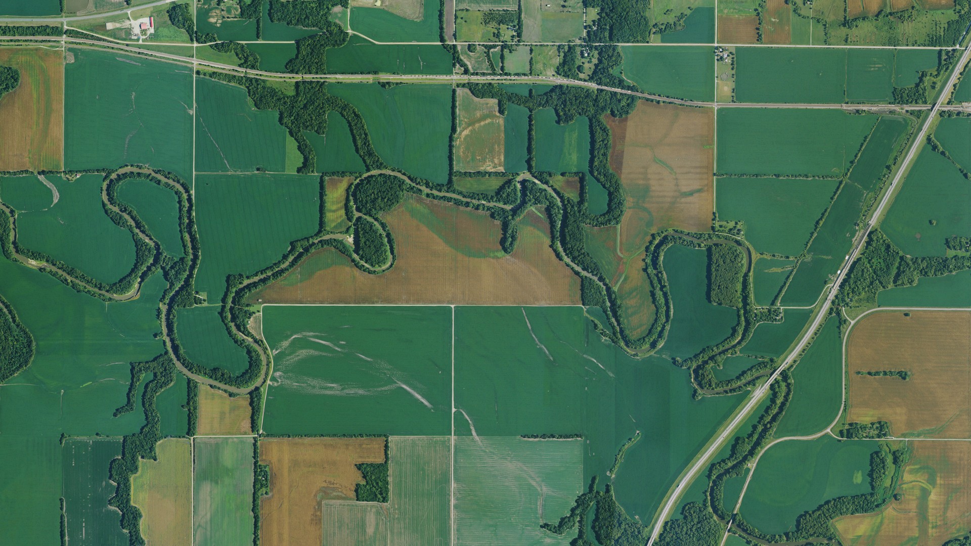 Aerial view of land around Pike, Kansas