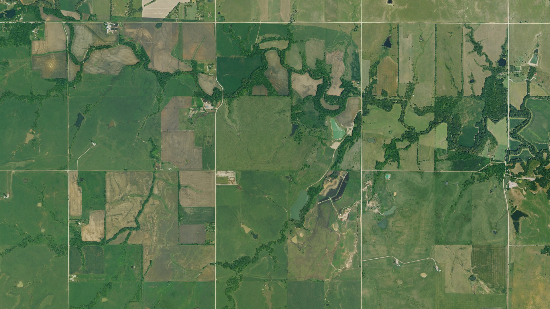 Aerial view of land around Reading, Kansas