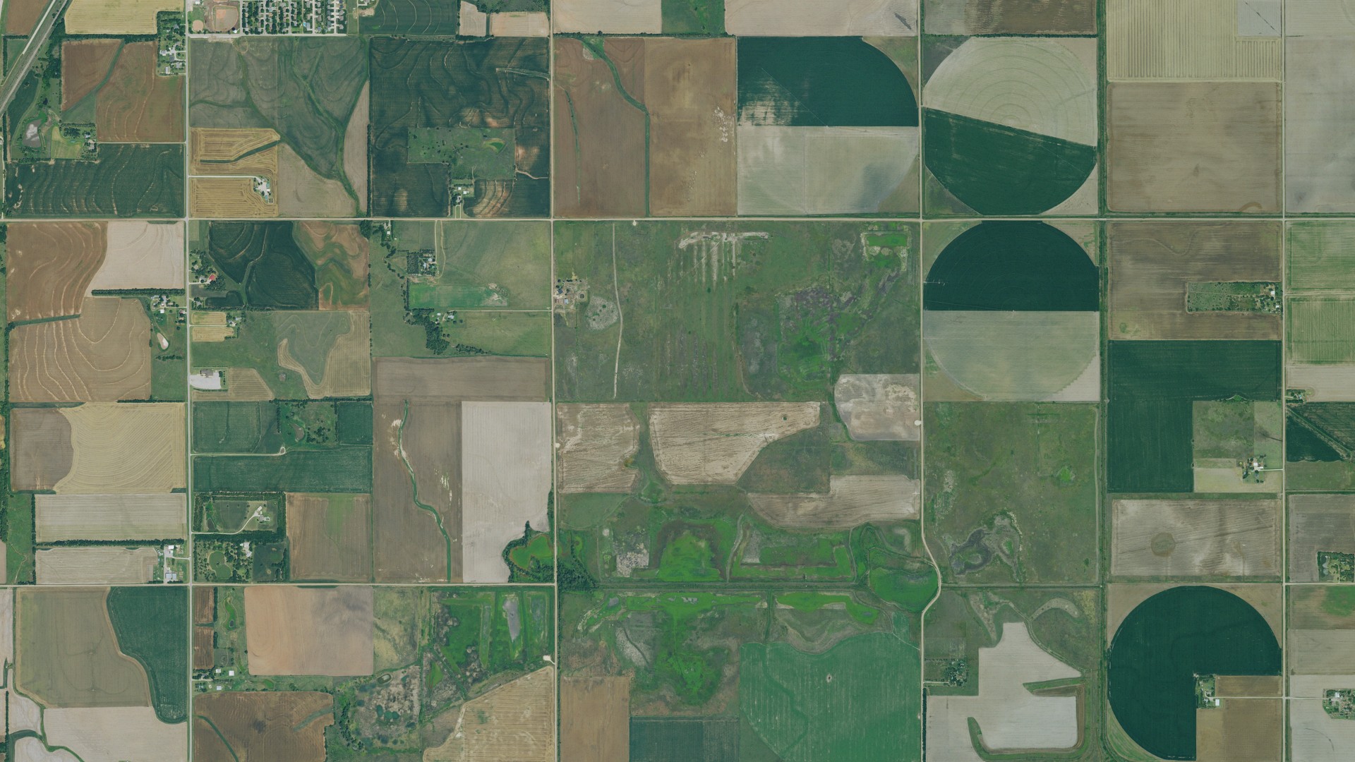 Aerial view of land around Superior, Kansas