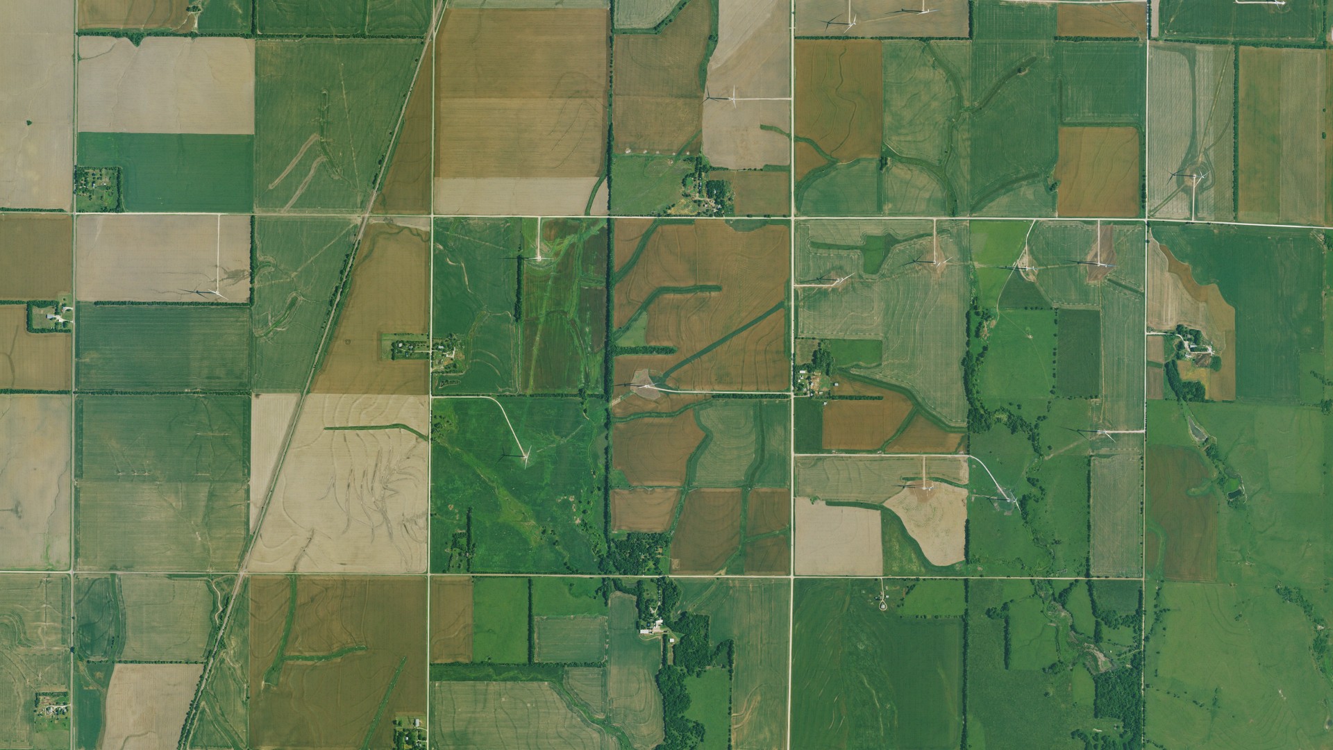 Aerial view of land around Catlin, Kansas