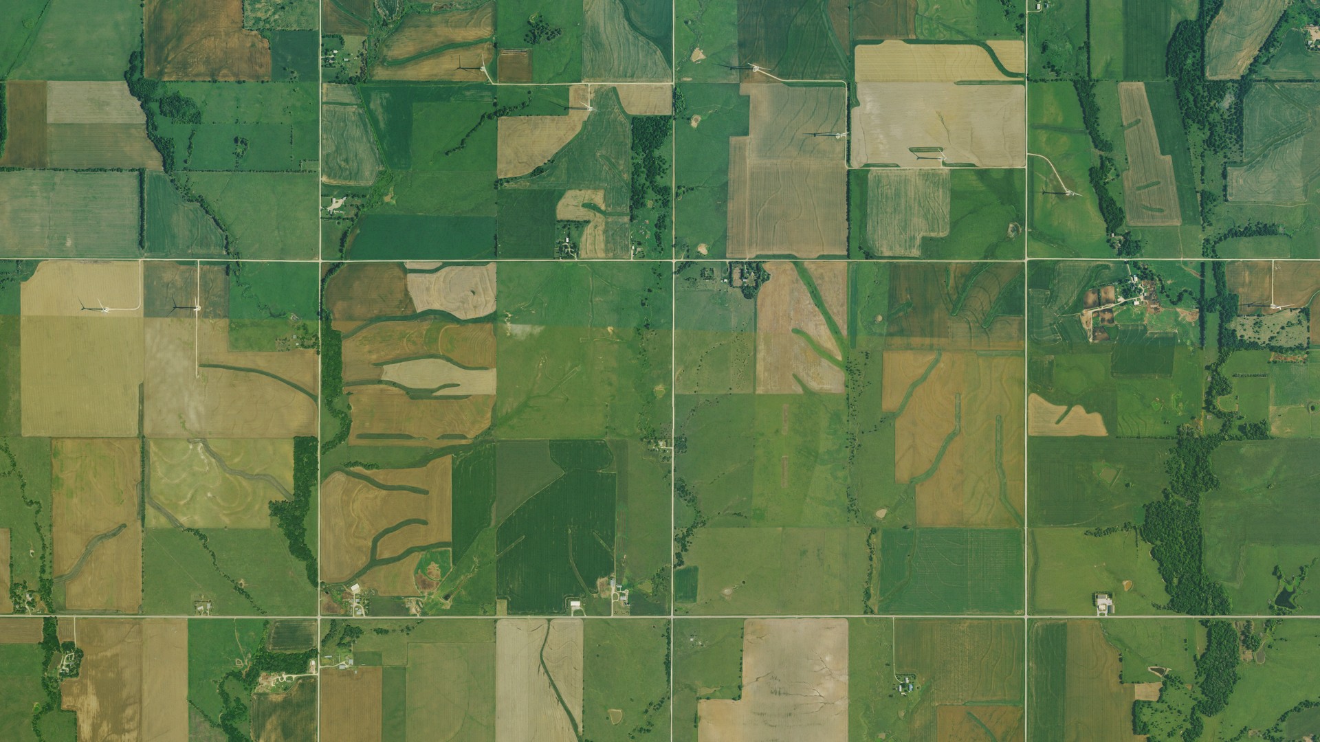 Aerial view of land around Logan, Kansas