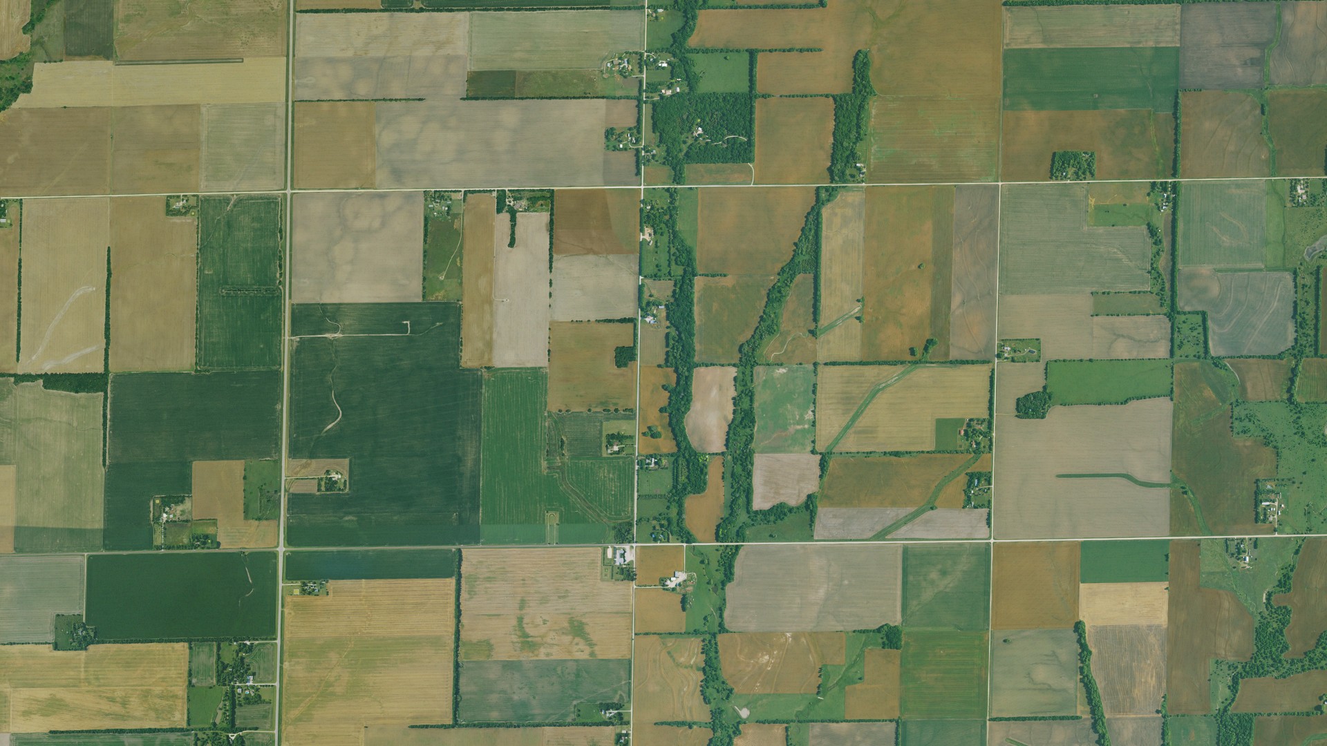 Natural-color aerial photograph of land around West Branch, Kansas