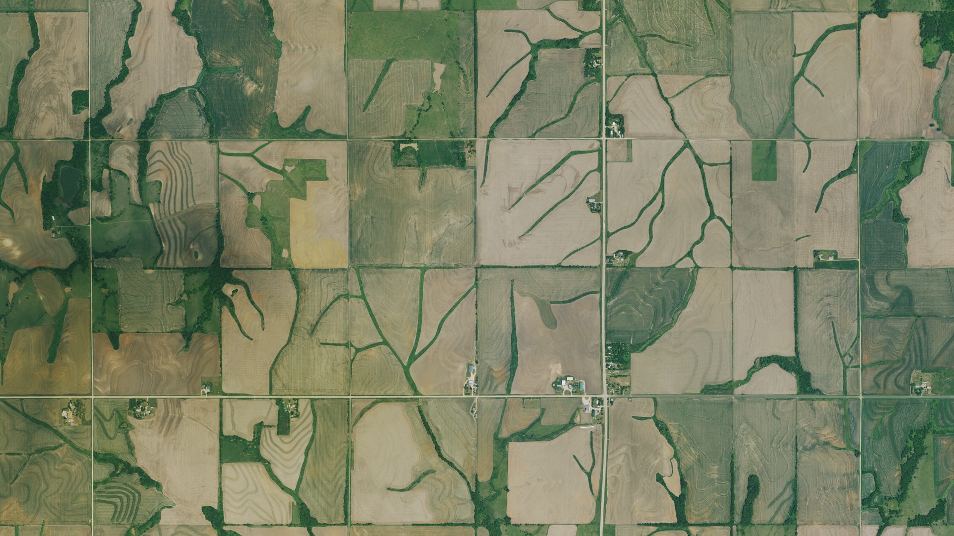 Aerial view of land around Cottage Hill, Kansas
