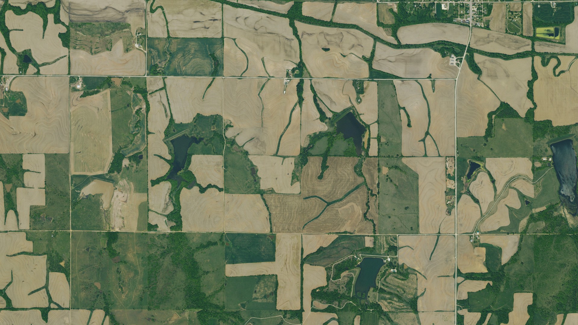 Aerial view of land around Noble, Kansas