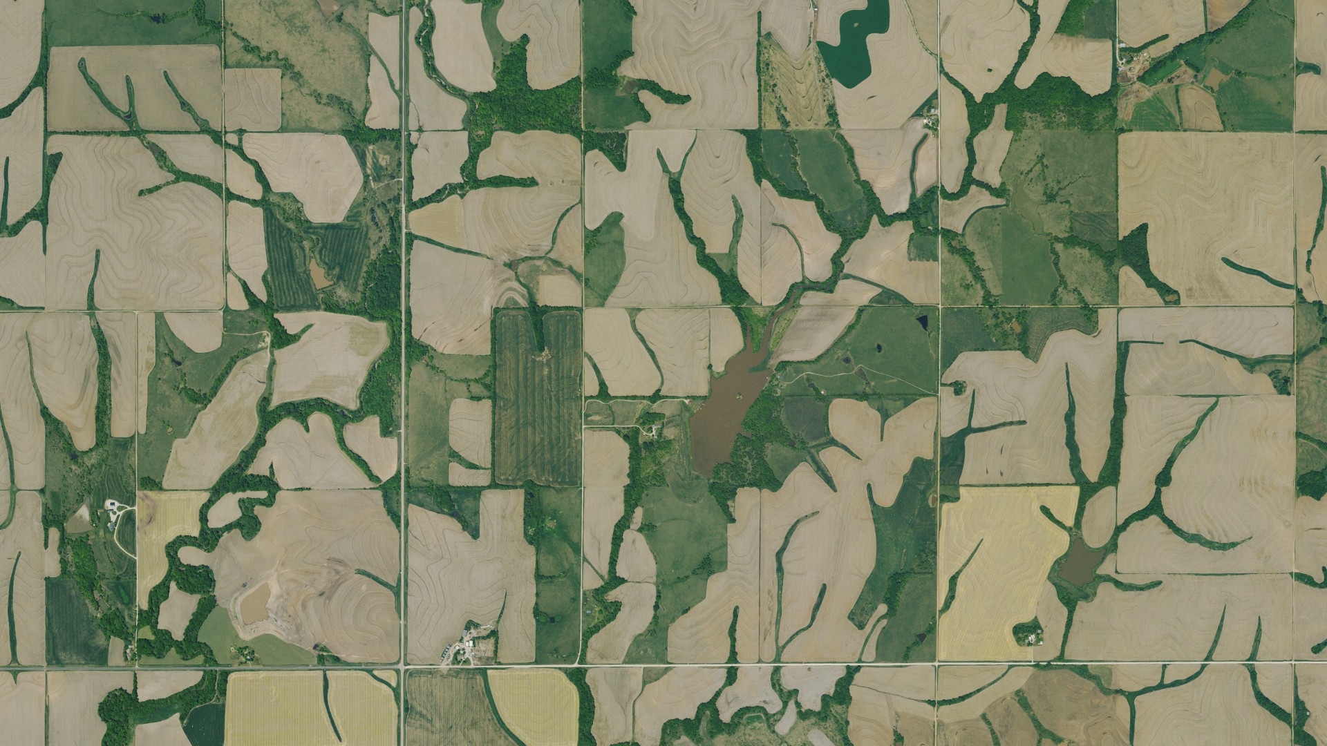 Natural-color aerial photograph of land around Rock, Kansas