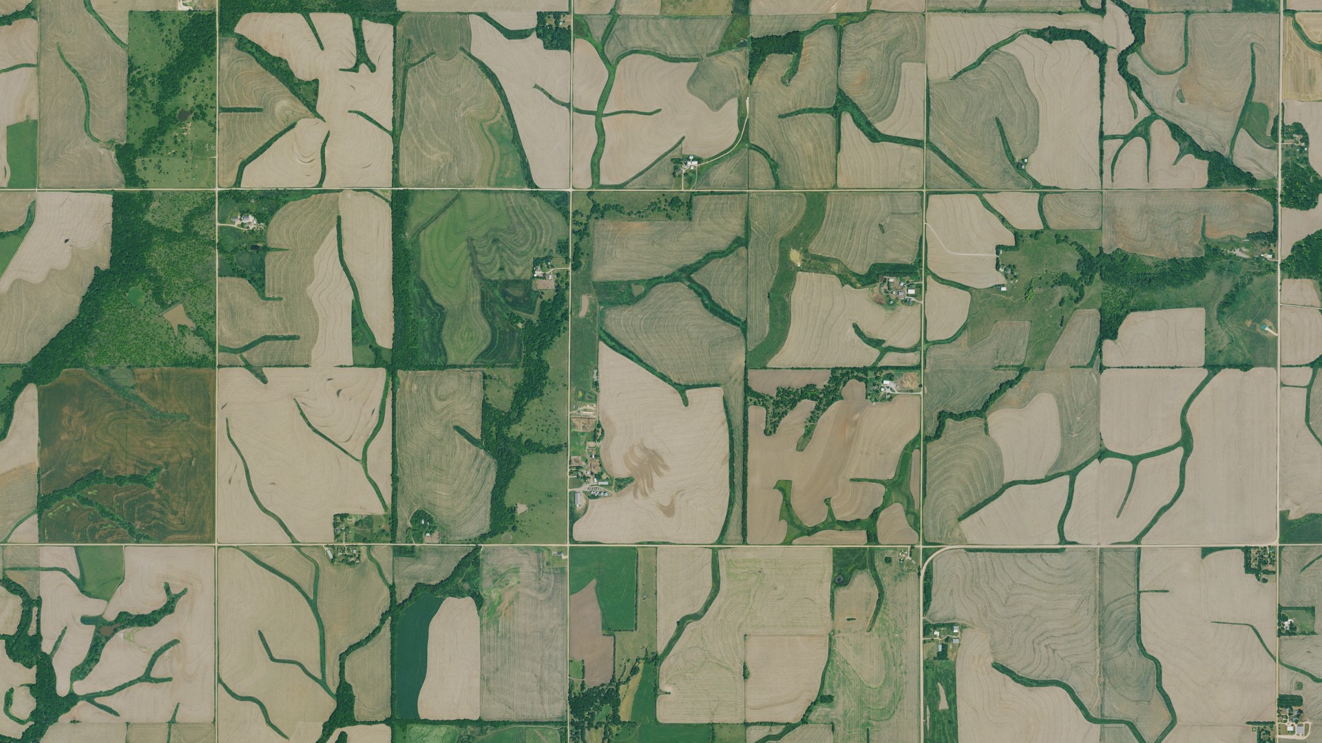 Aerial view of land around Walnut, Kansas
