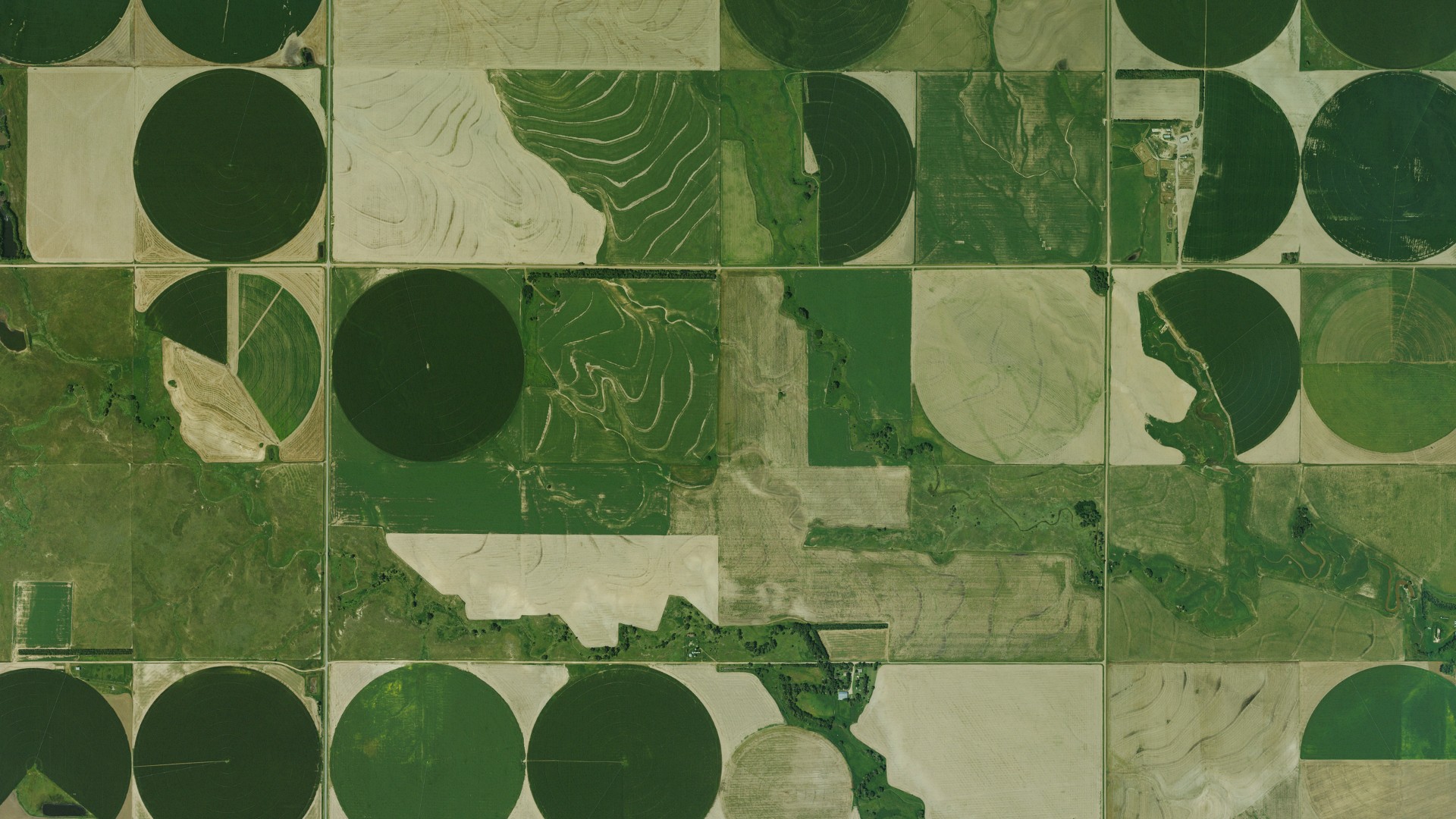 Aerial view of land around Crooked Creek, Kansas