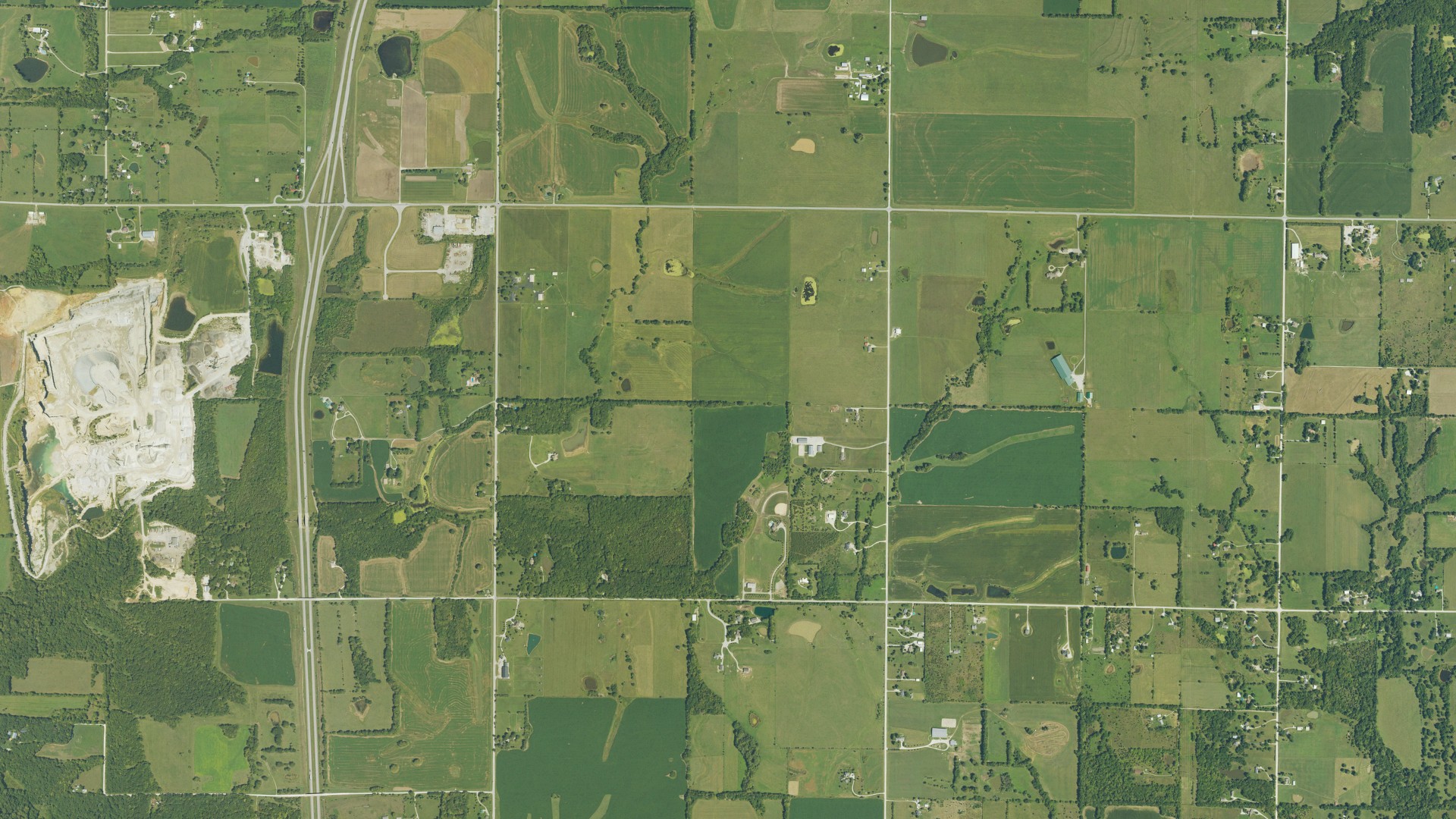 Aerial view of land around Wea, Kansas
