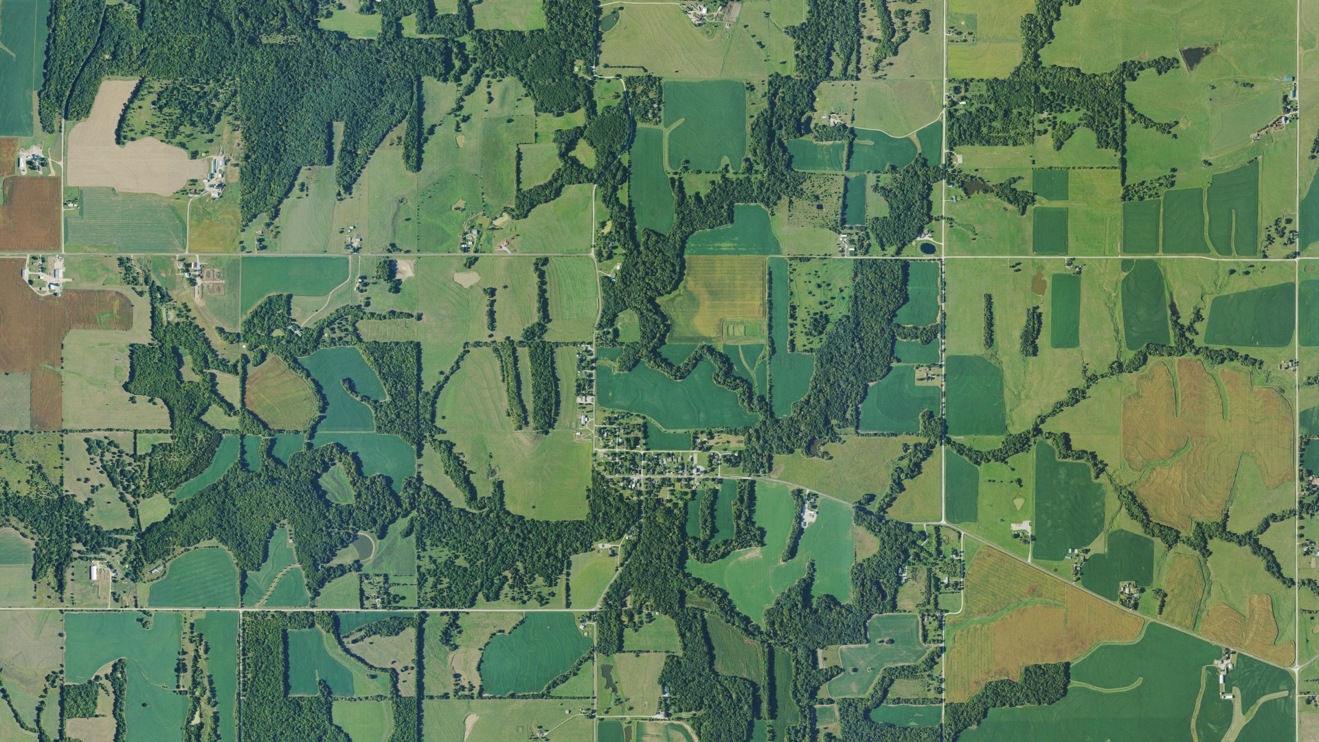 Aerial view of land around Centropolis, Kansas
