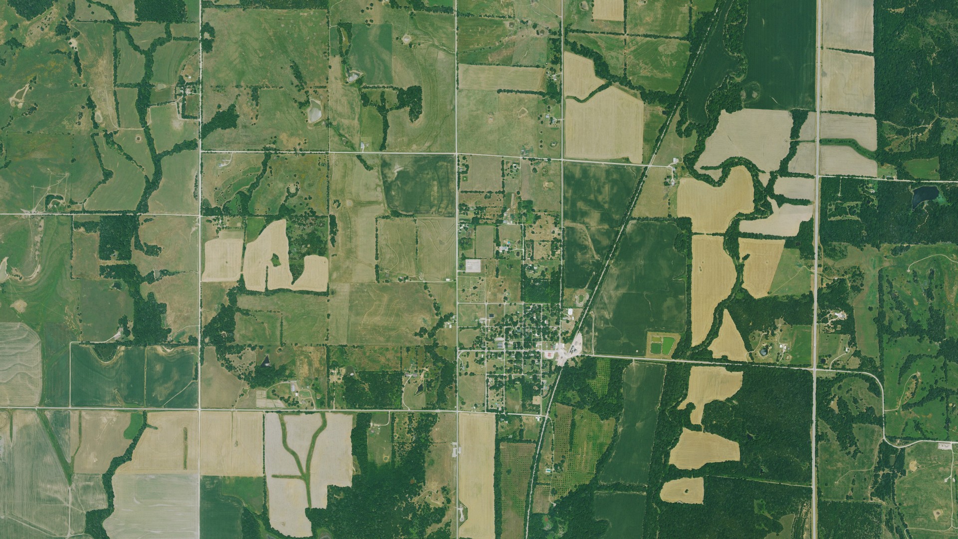 Aerial view of land around Liberty, Kansas
