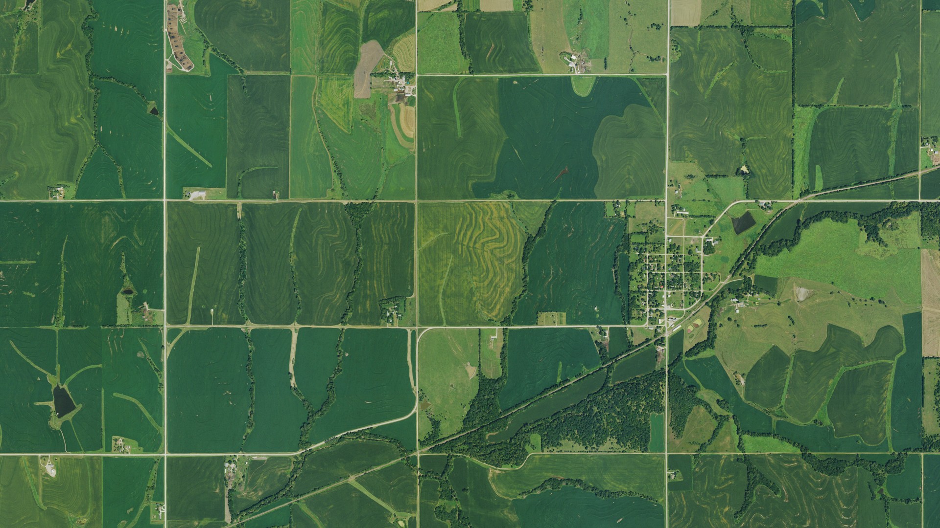 Aerial view of land around Gilman, Kansas