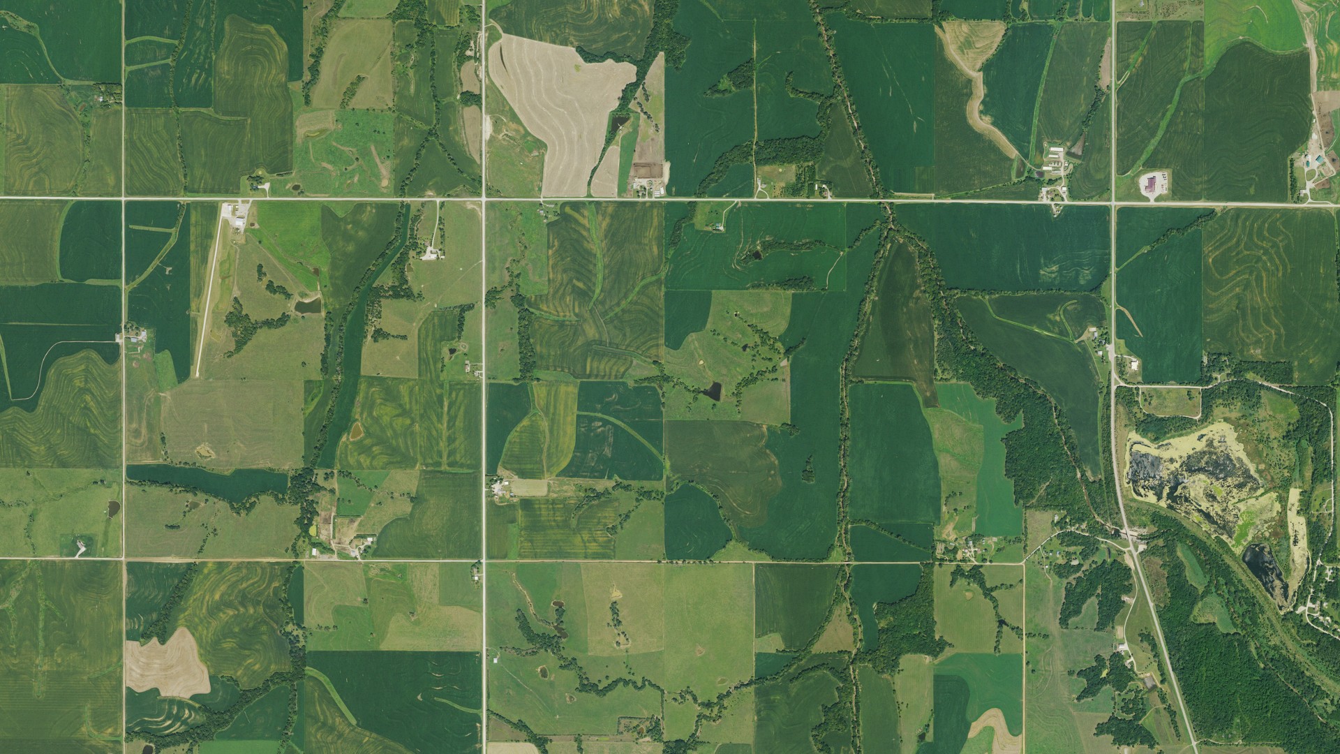 Aerial view of land around Mitchell, Kansas
