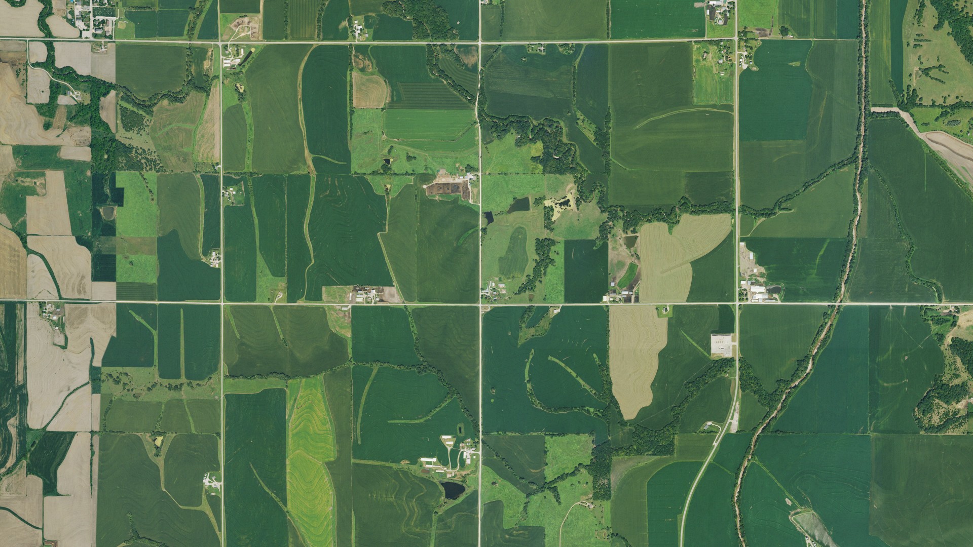 Aerial view of land around Richmond, Kansas