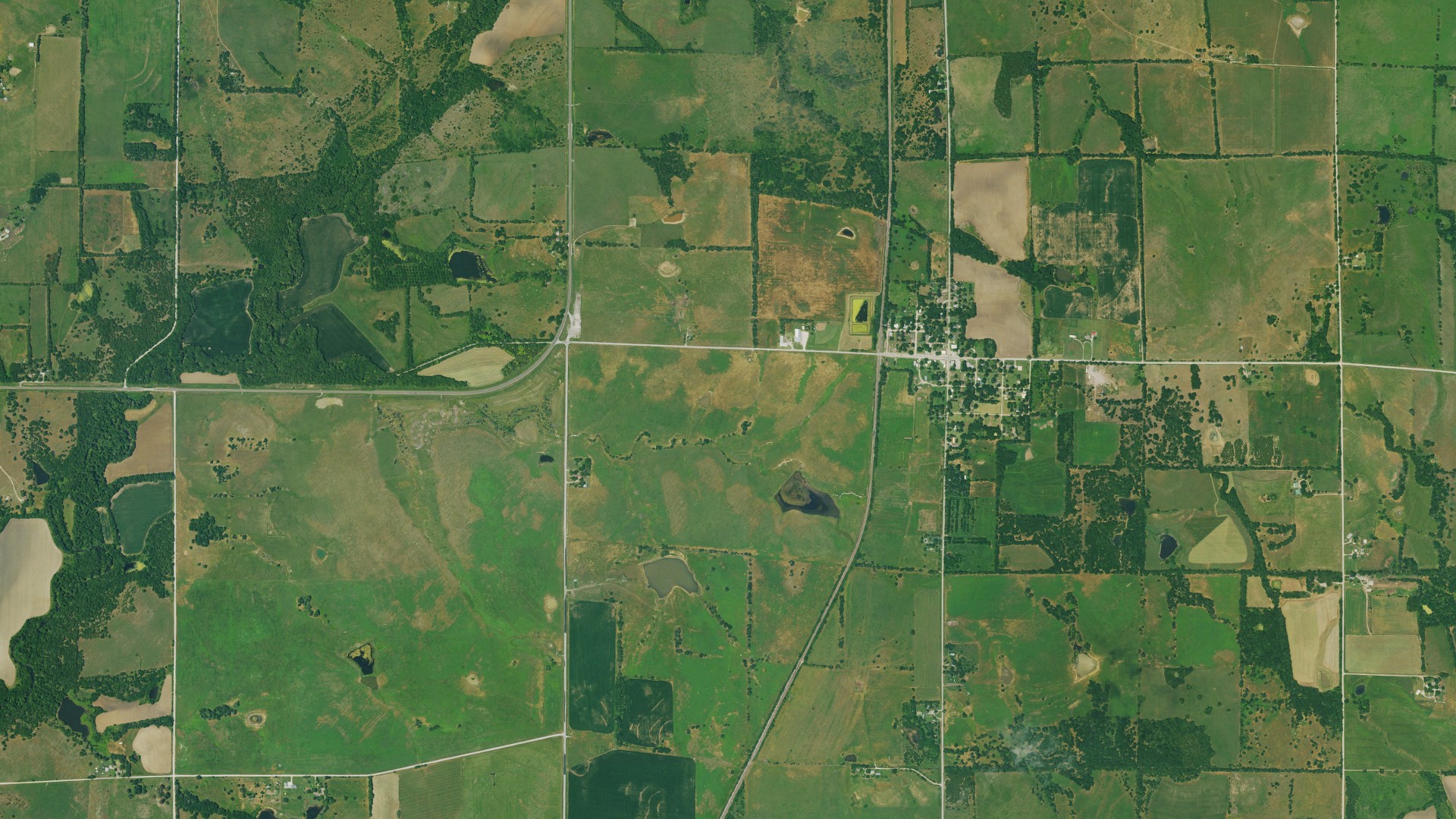 Aerial view of land around Grant, Kansas