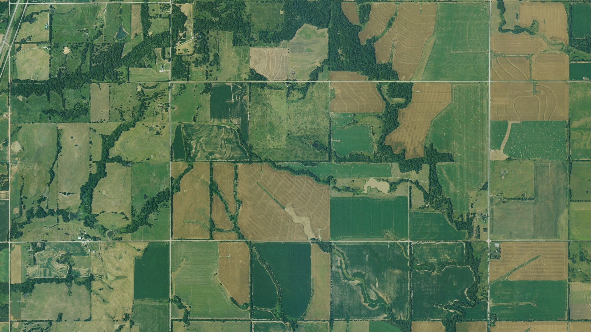 Aerial view of land around Shiloh, Kansas