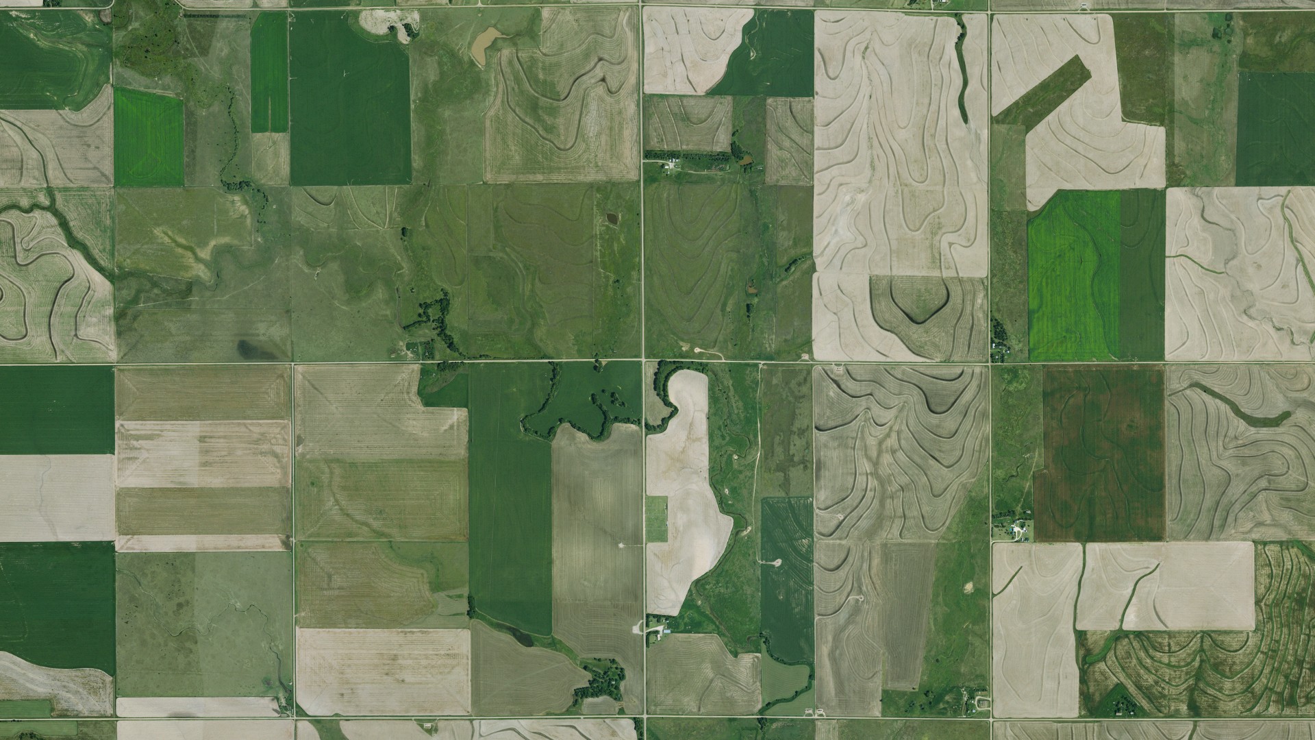 Natural-color aerial photograph of land around Bazine, Kansas