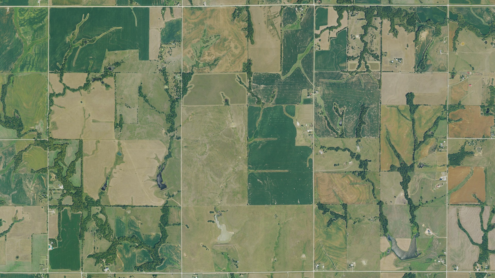 Aerial view of land around Grant, Kansas