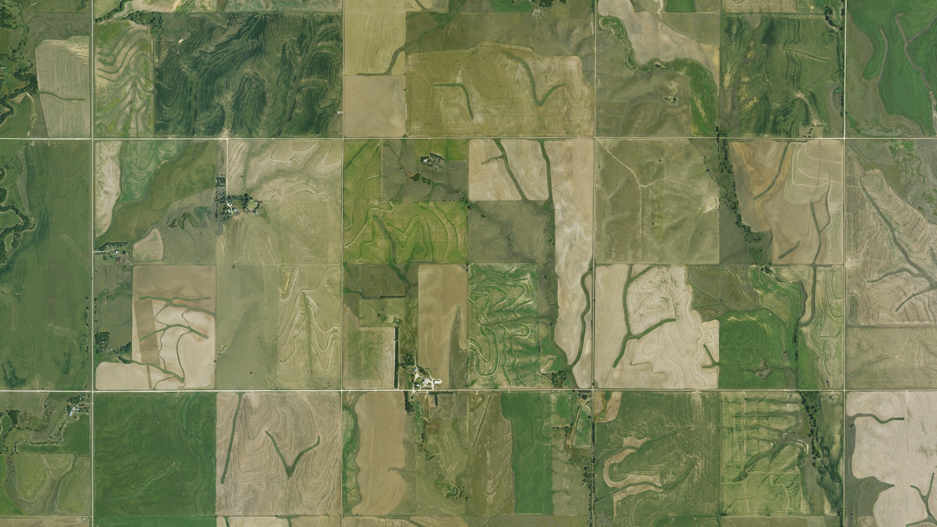 Aerial view of land around Jackson, Kansas