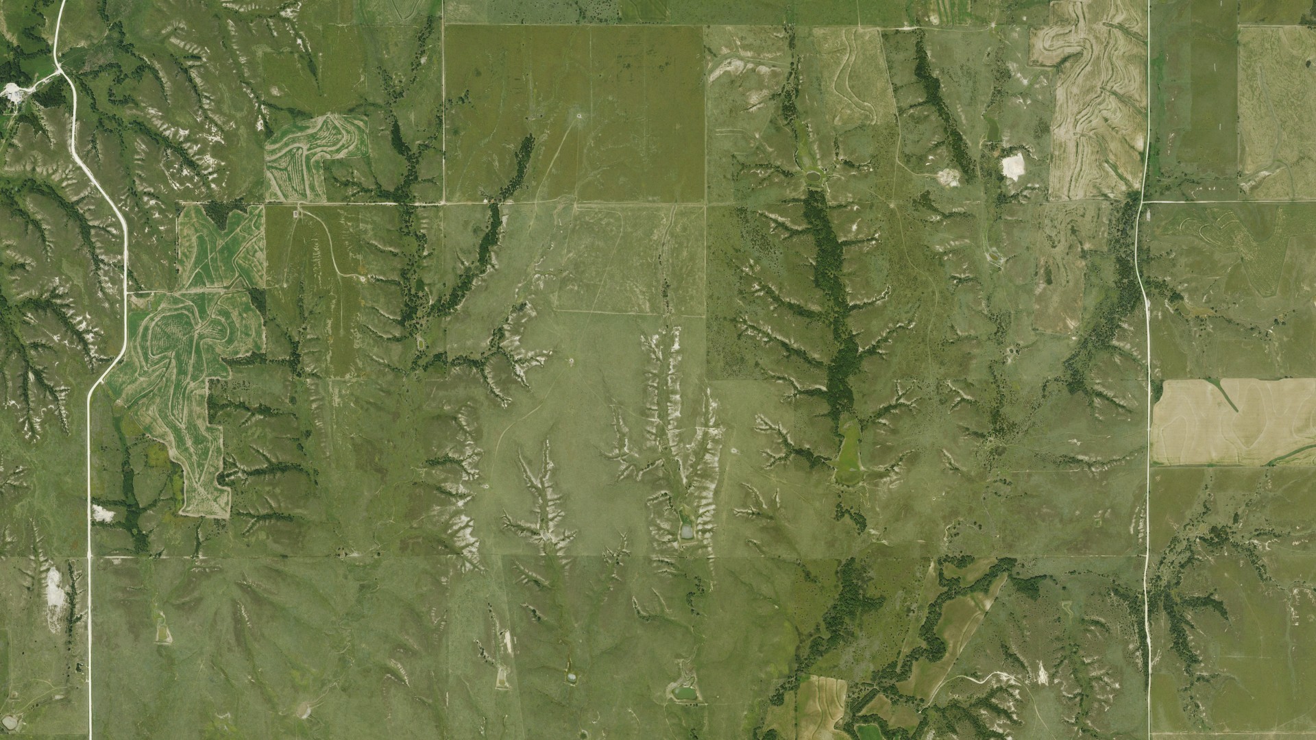 Aerial view of land around Liberty, Kansas