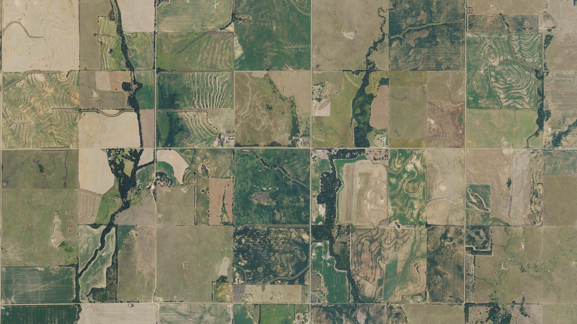 Aerial view of land around Culver, Kansas