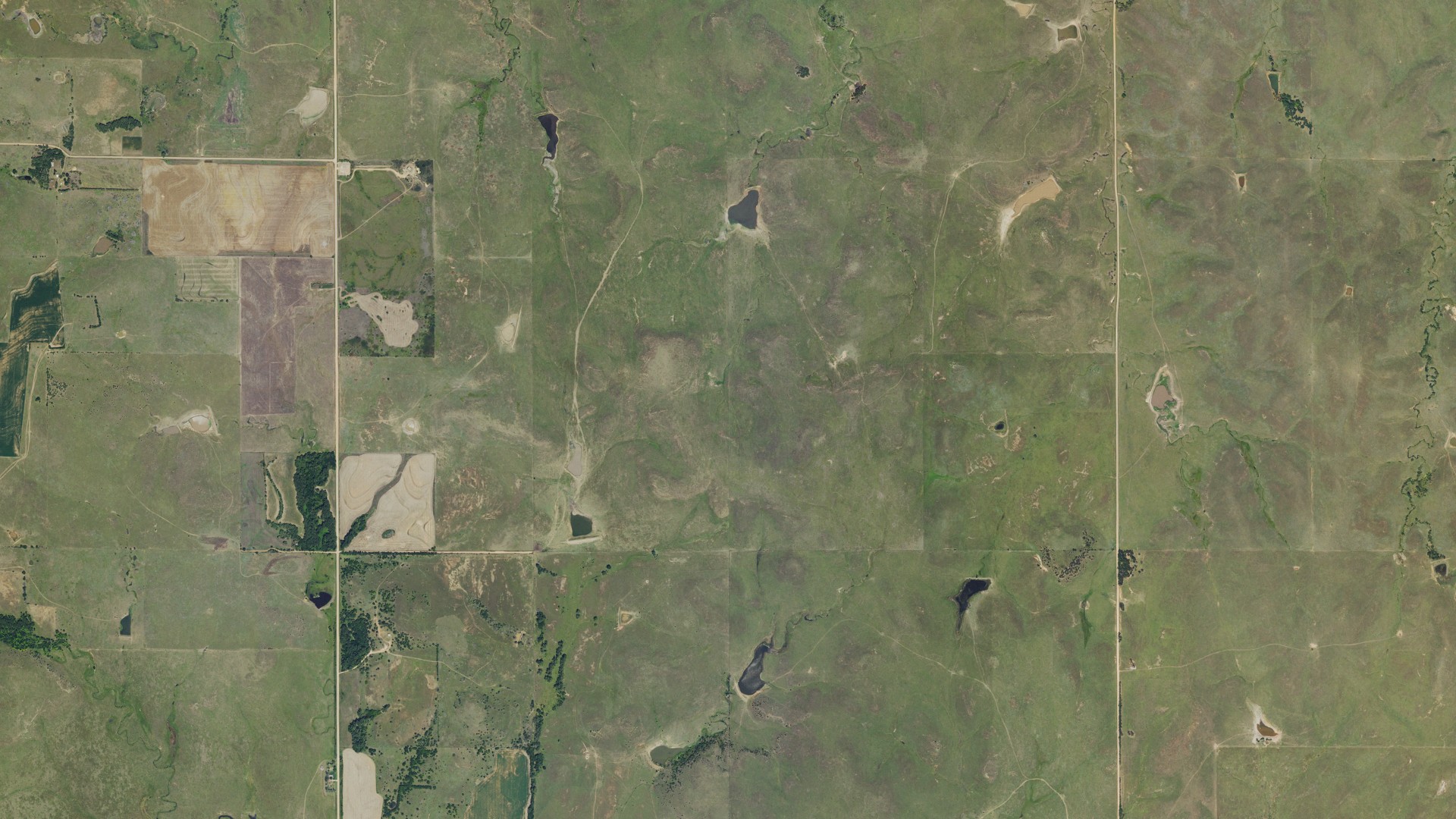 Aerial view of land around Henry, Kansas