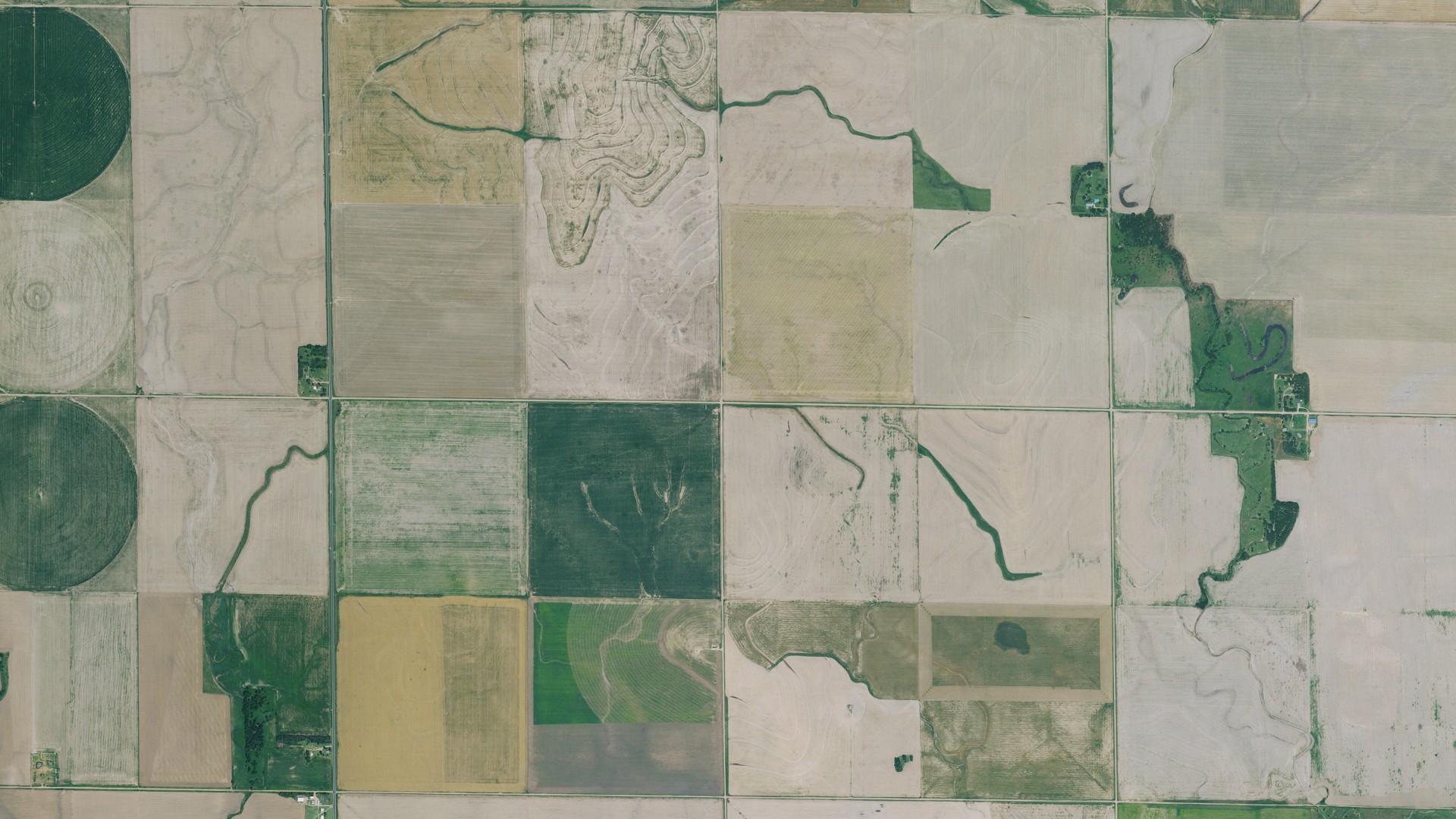 Aerial view of land around Morton, Kansas
