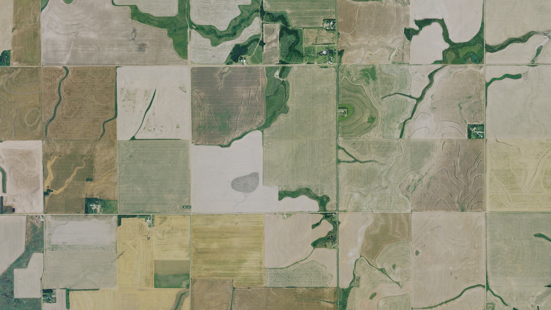 Aerial view of land around Pawnee, Kansas