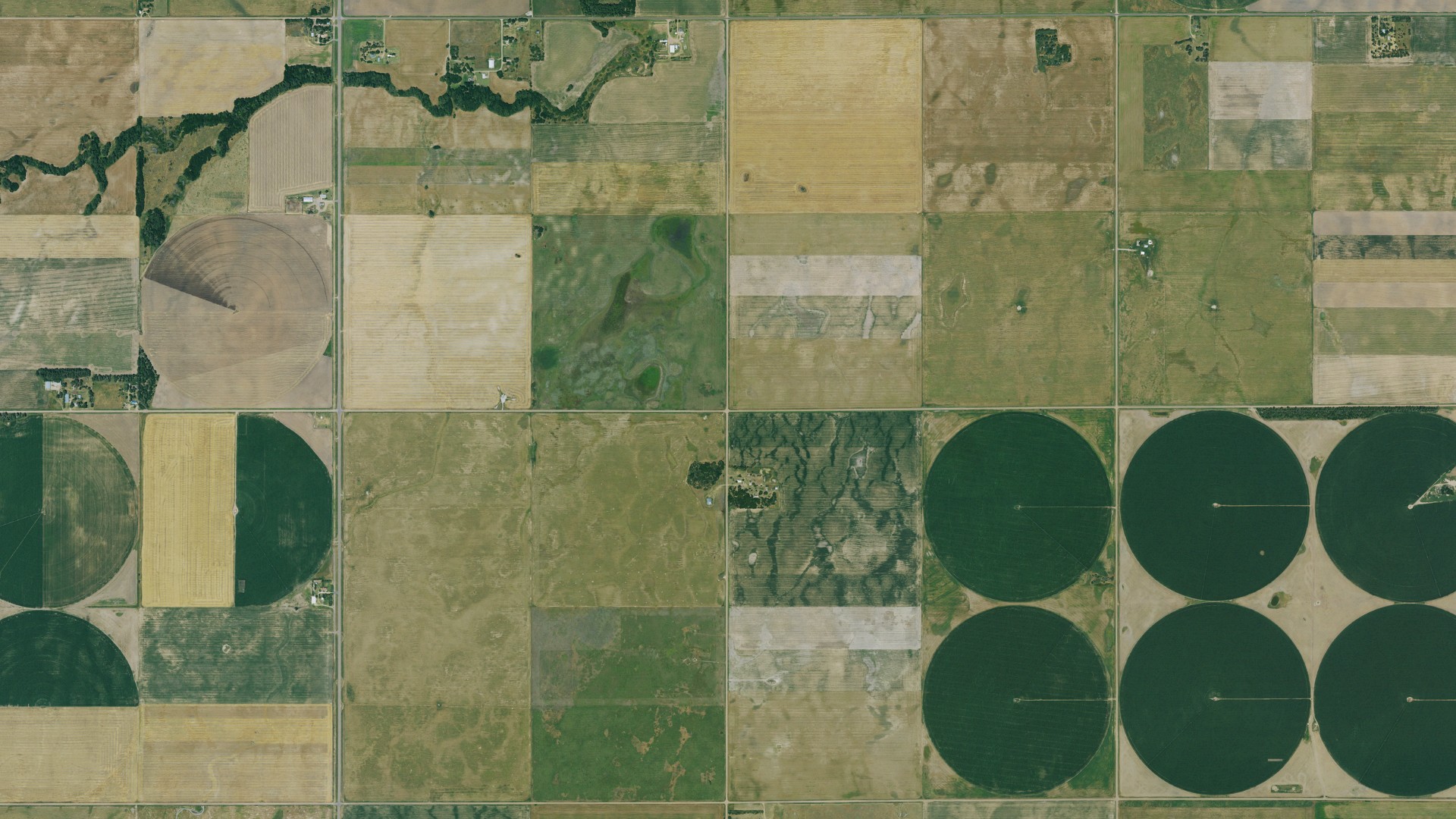 Aerial view of land around Pleasant Valley, Kansas