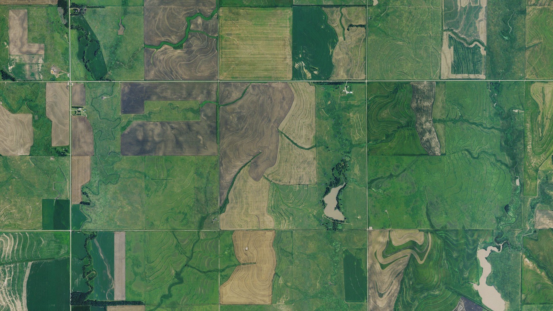 Natural-color aerial photograph of land around Shiley, Kansas