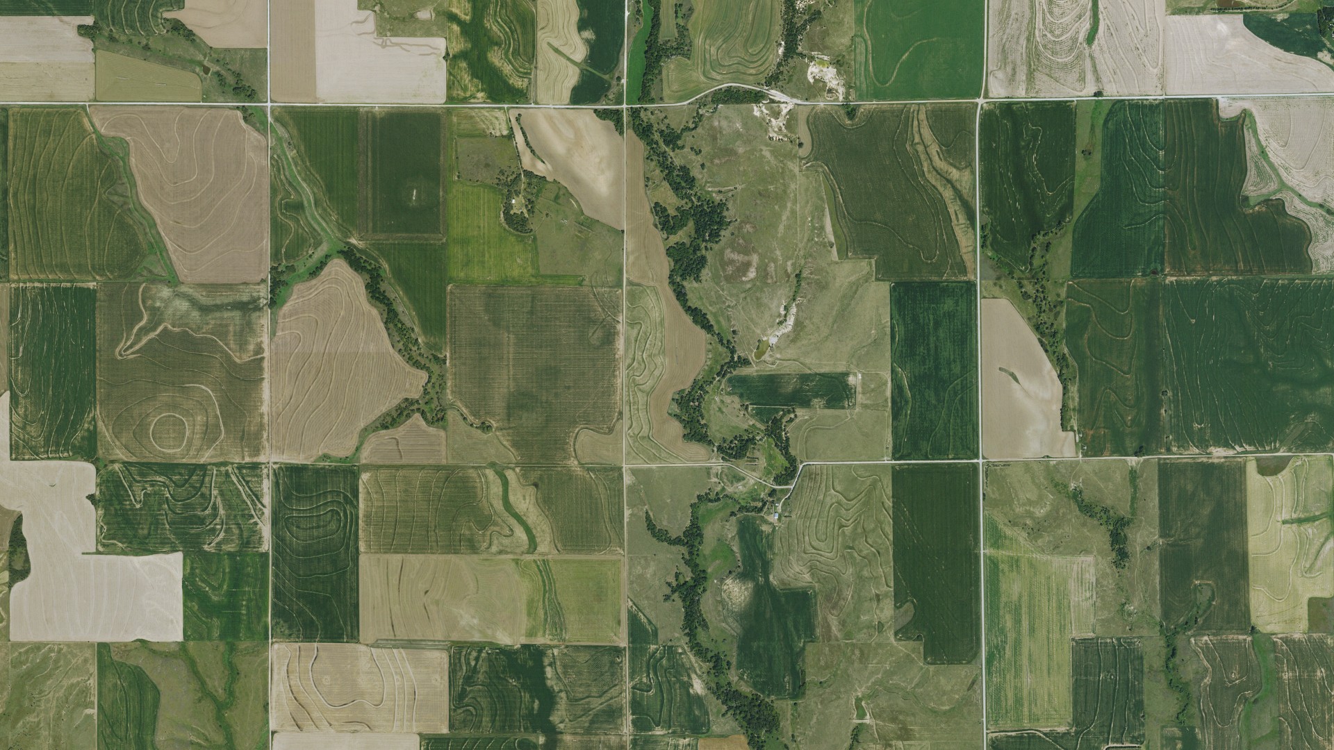 Aerial view of land around Arcade, Kansas