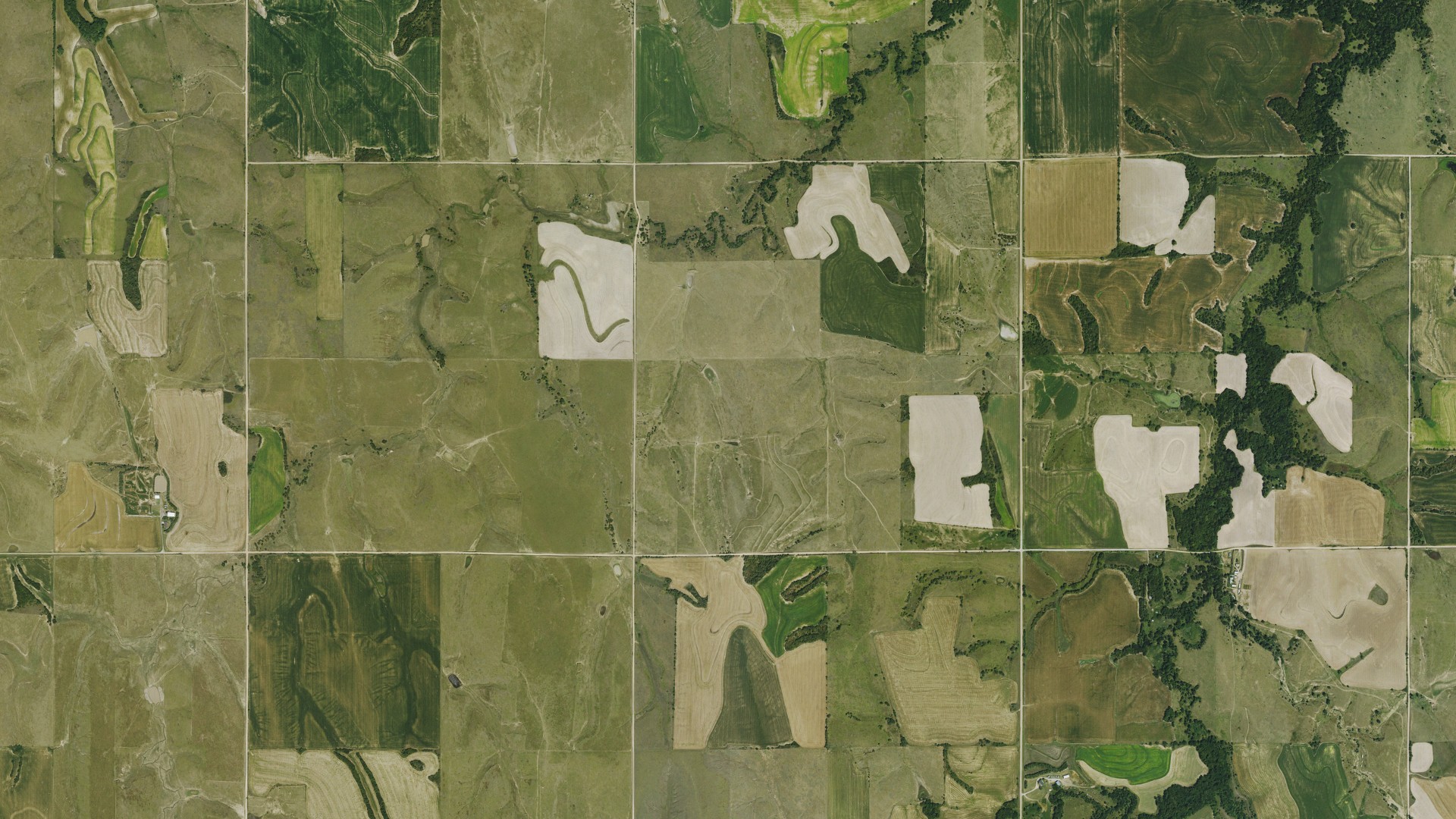 Aerial view of land around Glenwood, Kansas