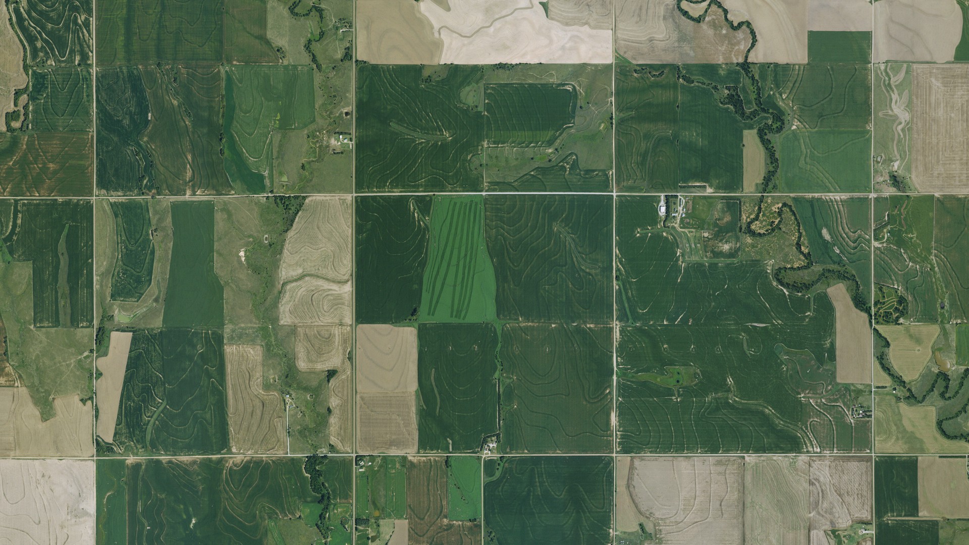 Aerial view of land around Plum, Kansas