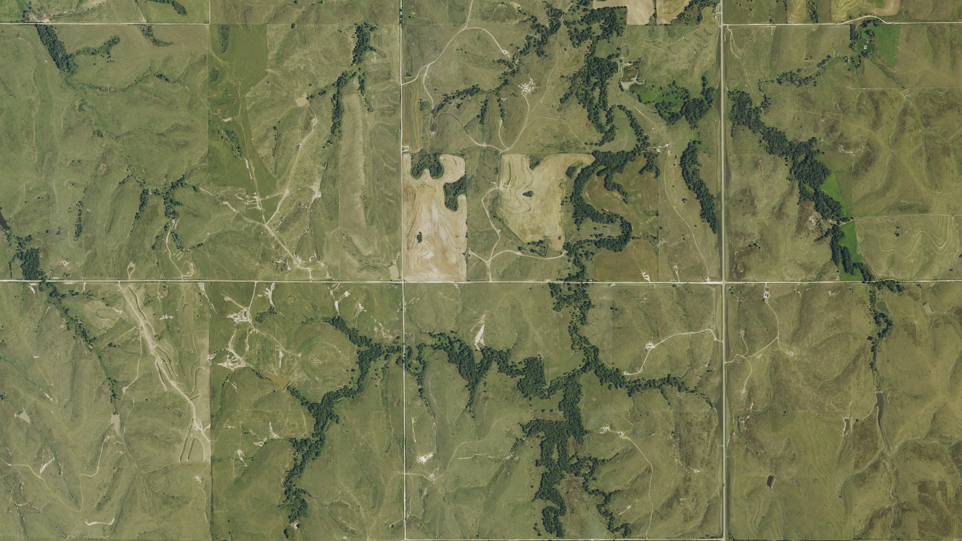 Aerial view of land around Walnut, Kansas