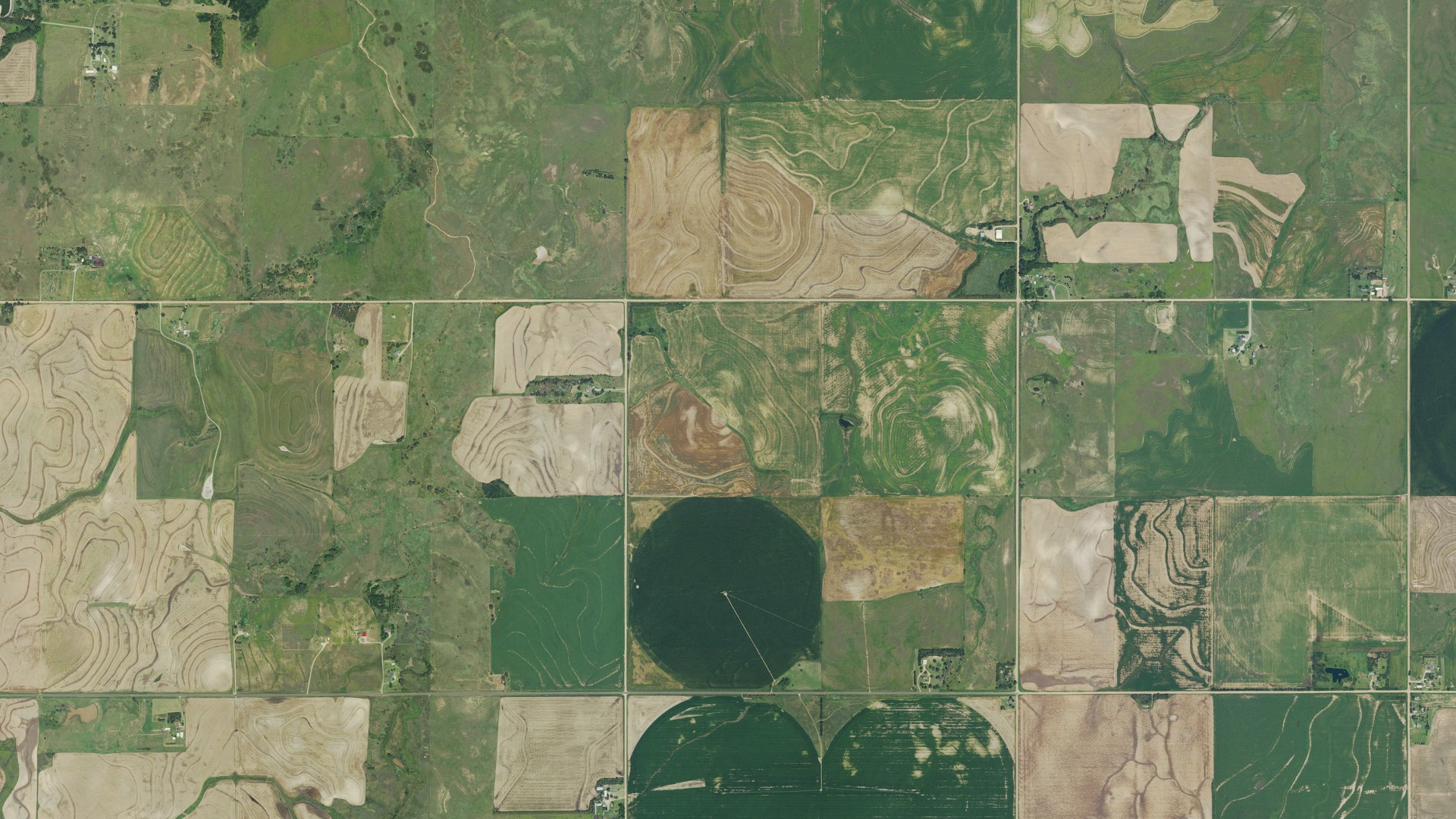 Aerial view of land around Township 12, Kansas