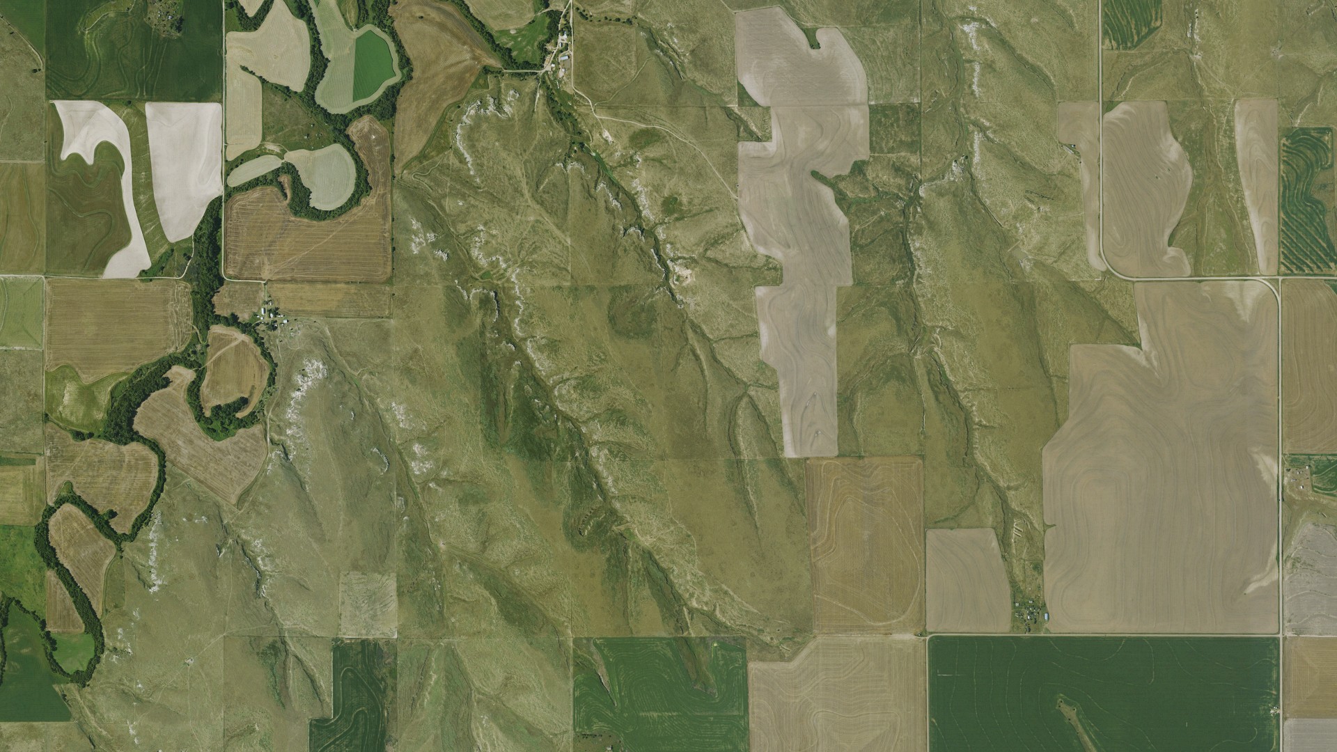 Aerial view of land around Achilles, Kansas
