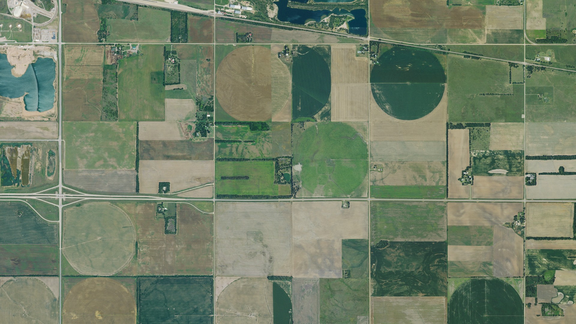 Natural-color aerial photograph of land around Clay, Kansas